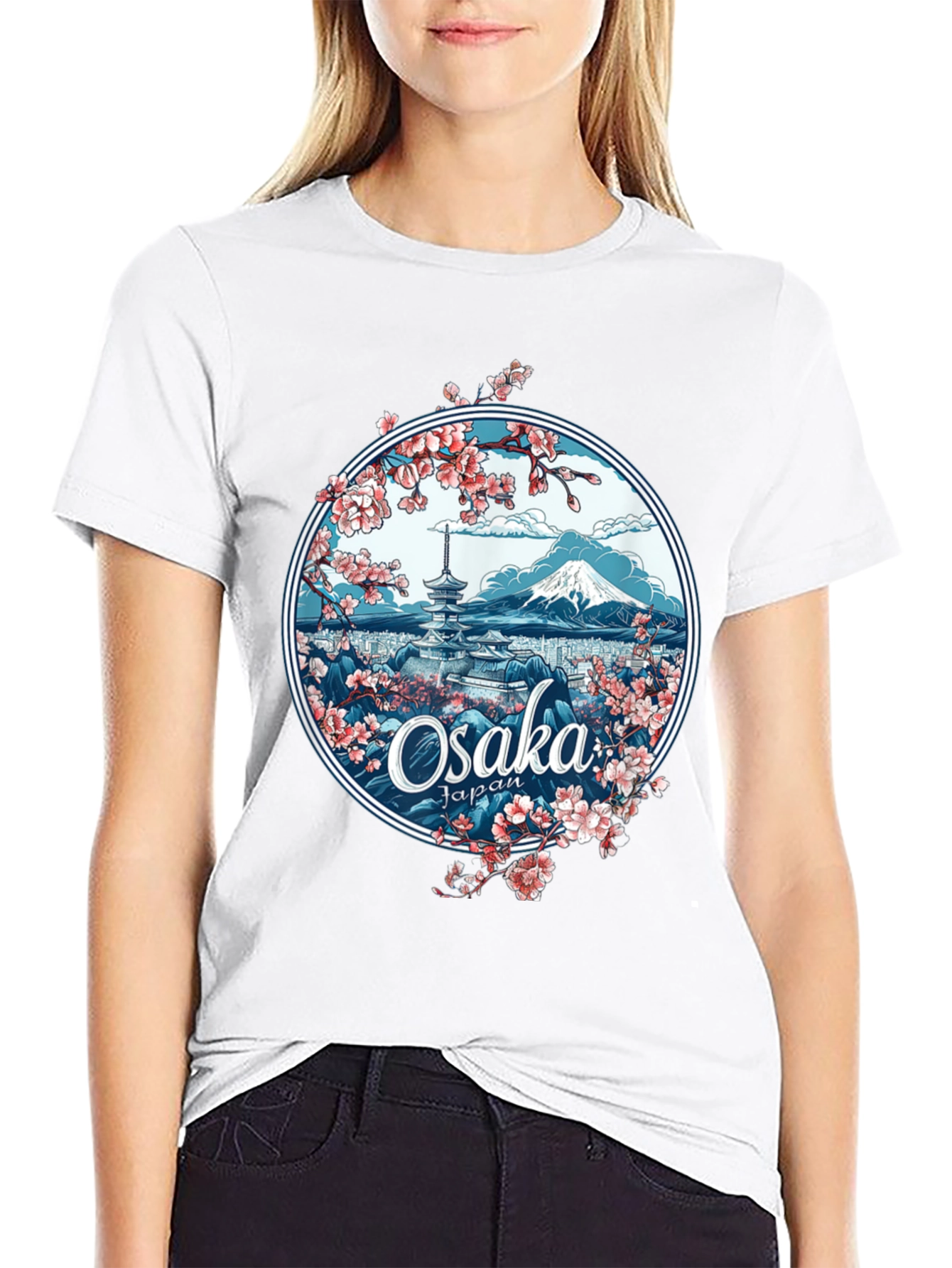 Osaka Japan Sakura Blossom Graphic Tee