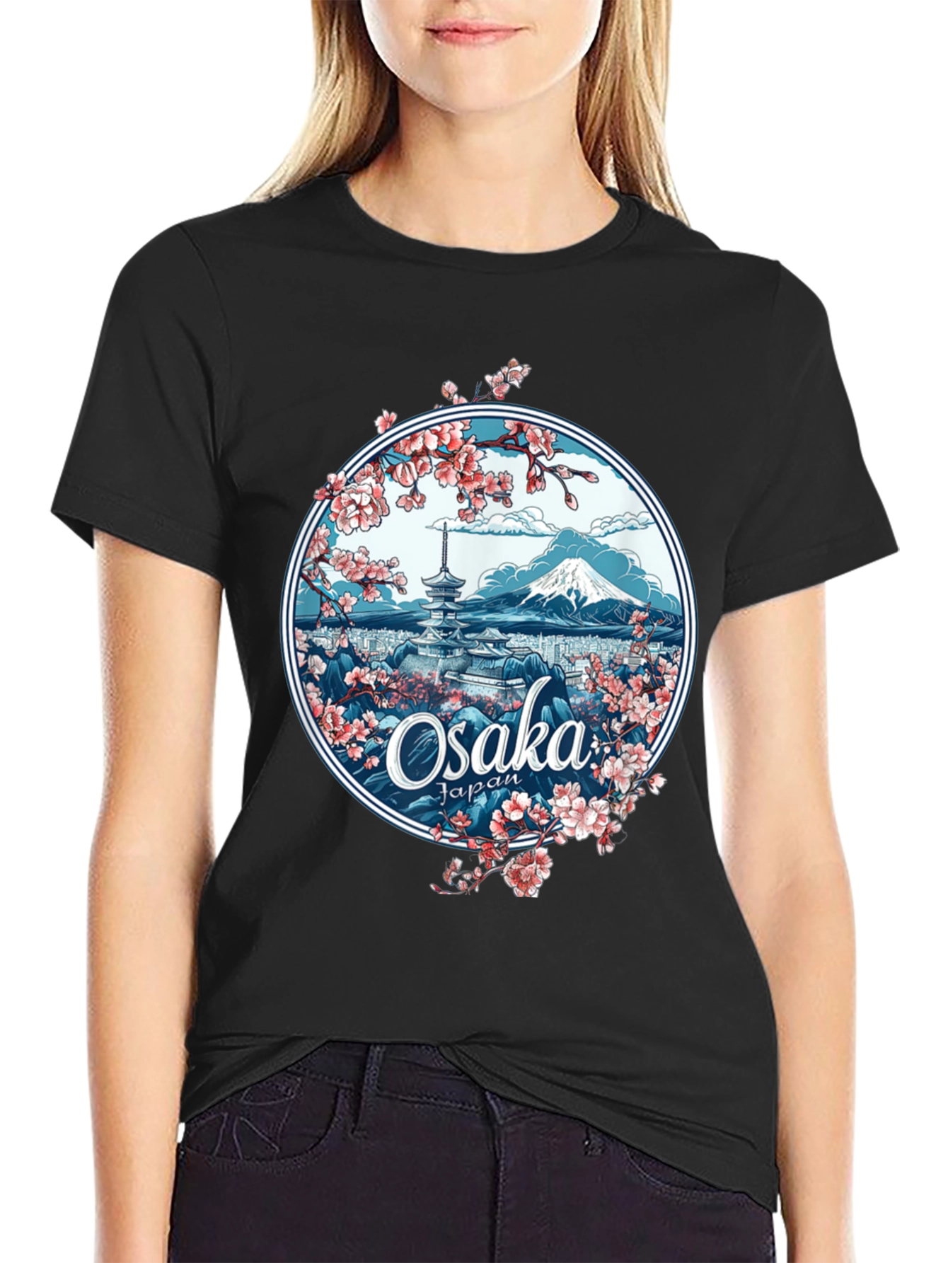 Osaka Japan Sakura Blossom Graphic Tee