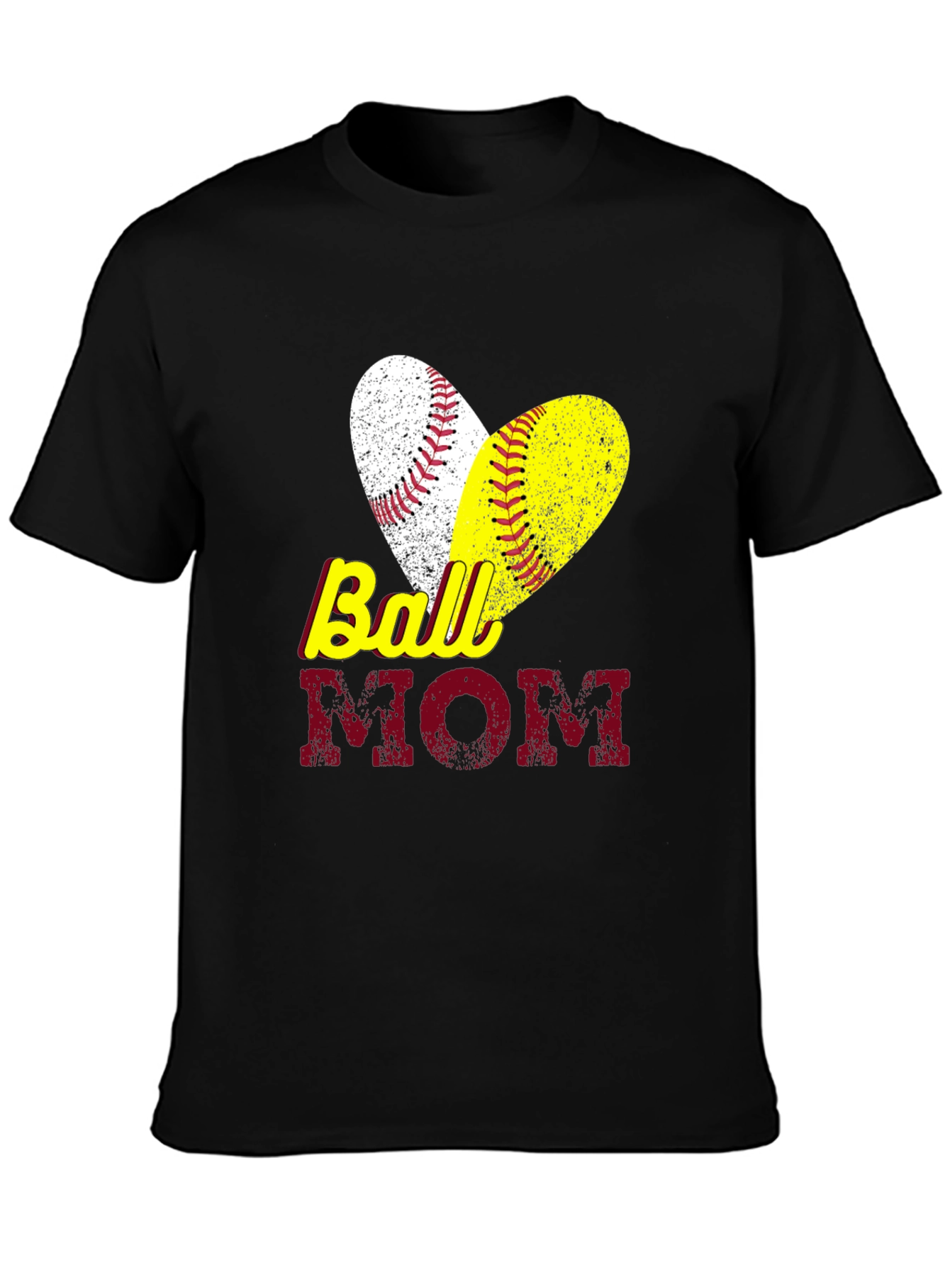 Ball Mom T-Shirt Baseball Softball Heart Graphic Tee