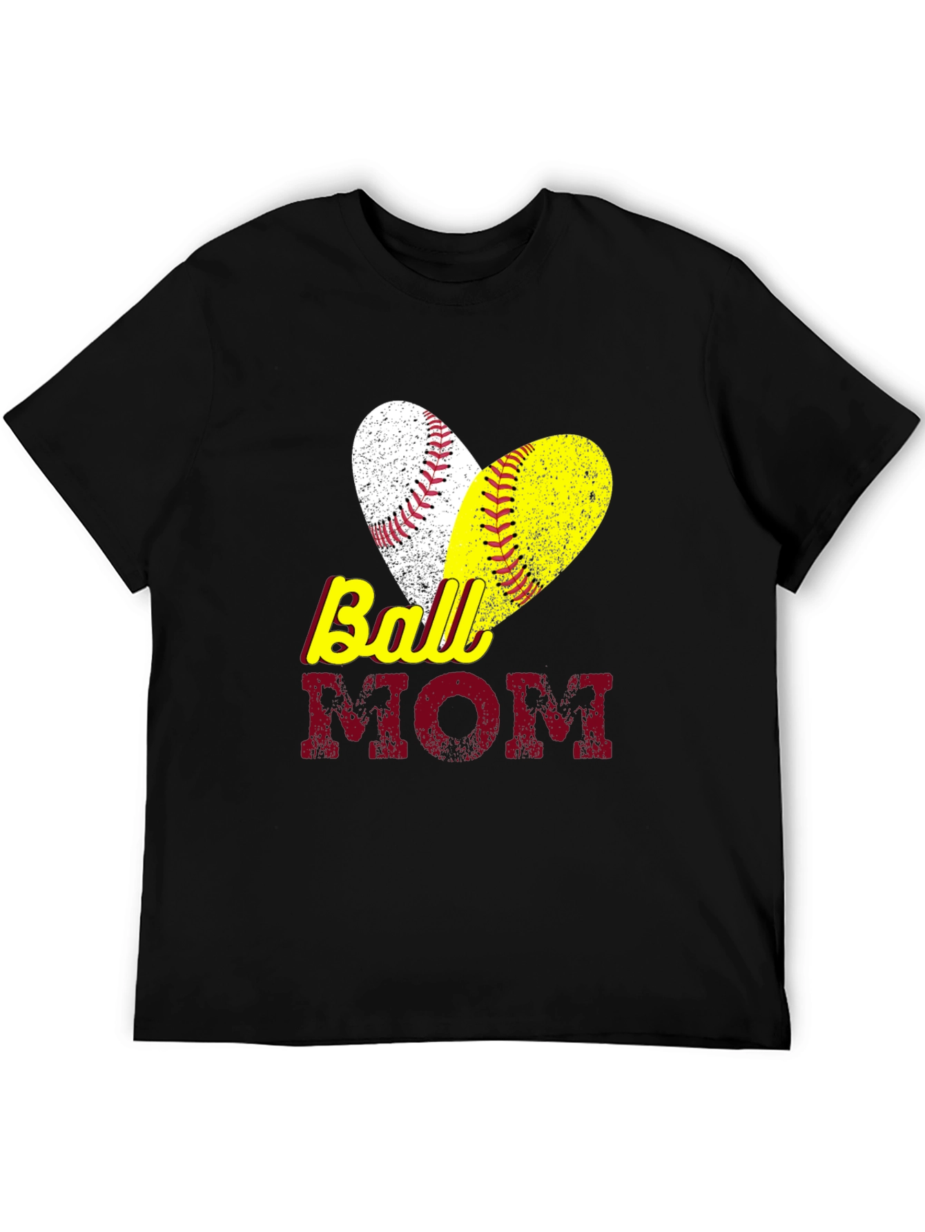 Ball Mom T-Shirt Baseball Softball Heart Graphic Tee
