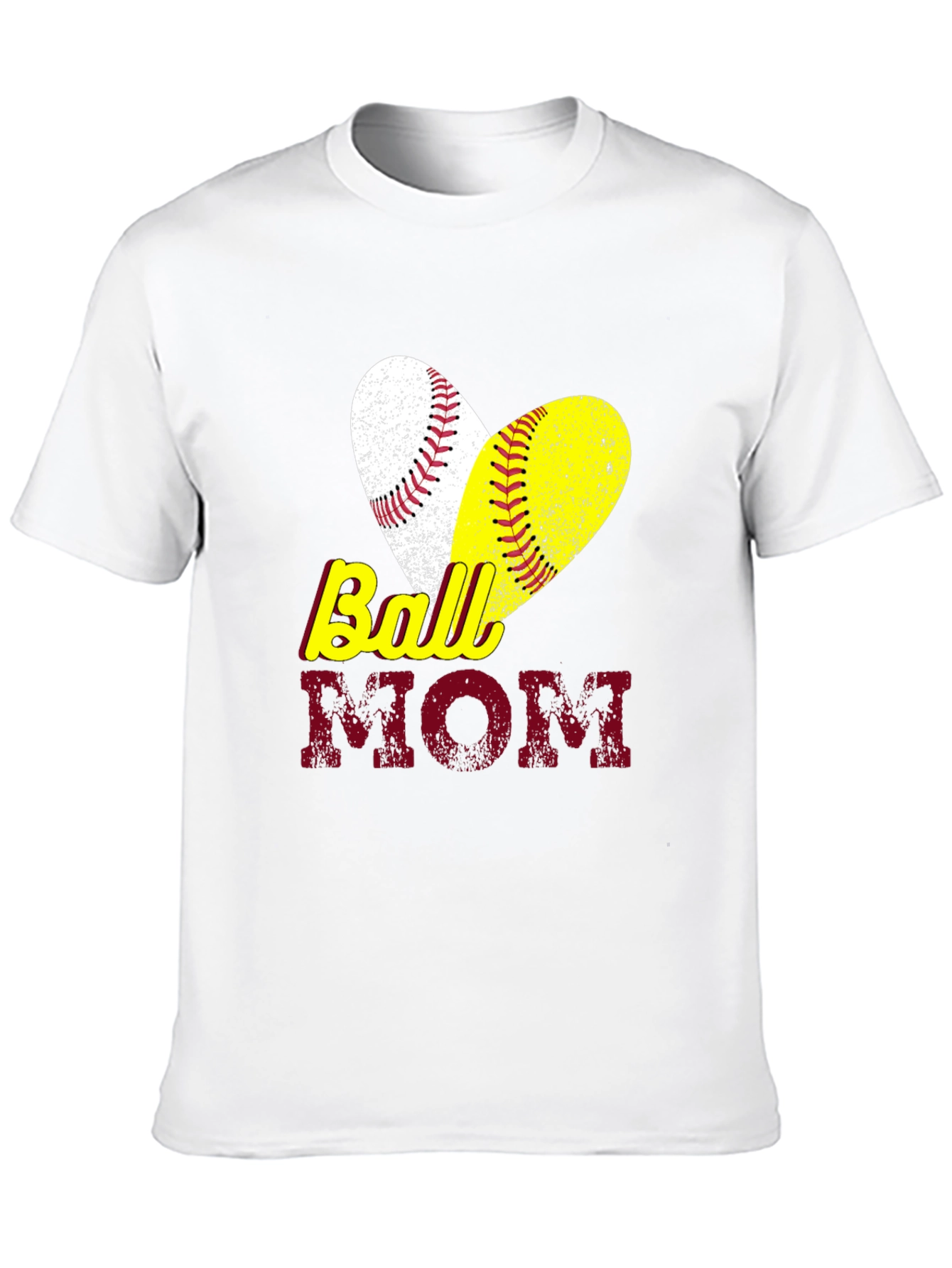 Ball Mom T-Shirt Baseball Softball Heart Graphic Tee