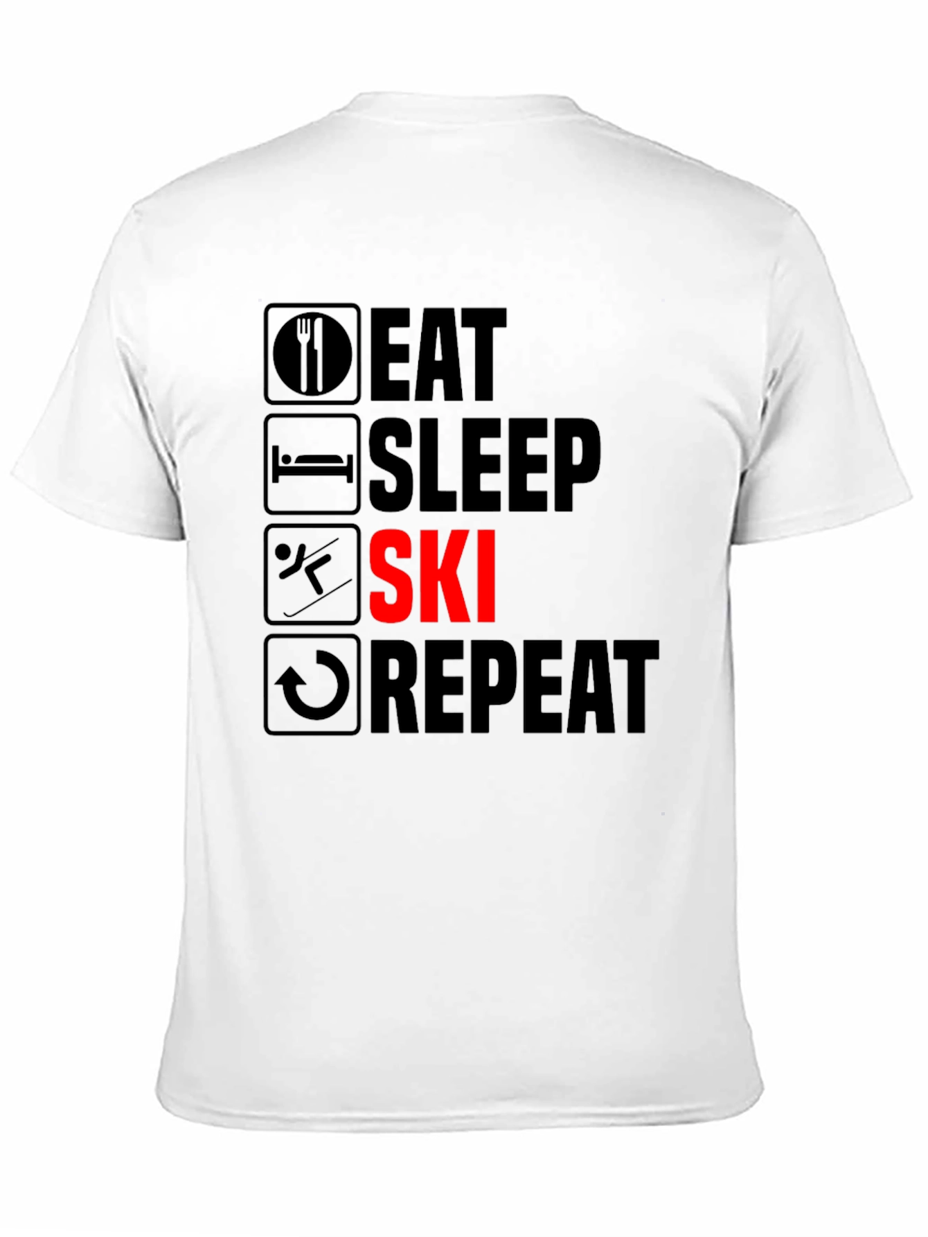 Eat Sleep Ski Repeat T-Shirt - Black Graphic Tee