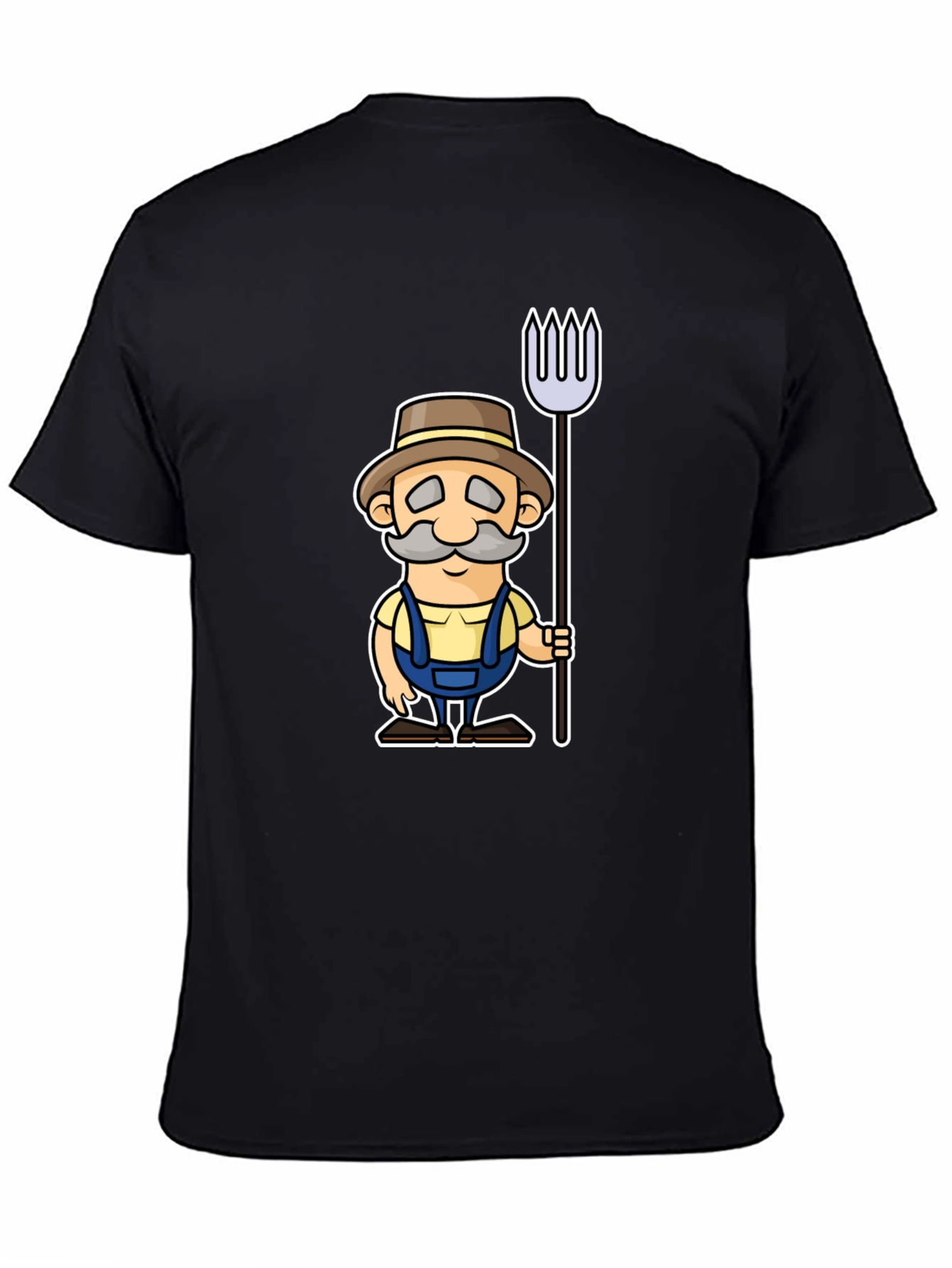 Cartoon Farmer Graphic Black T-Shirt