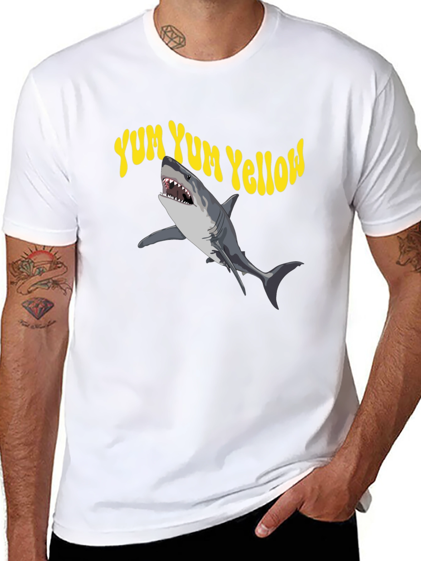 Yum Yum Yellow Shark Graphic Tee