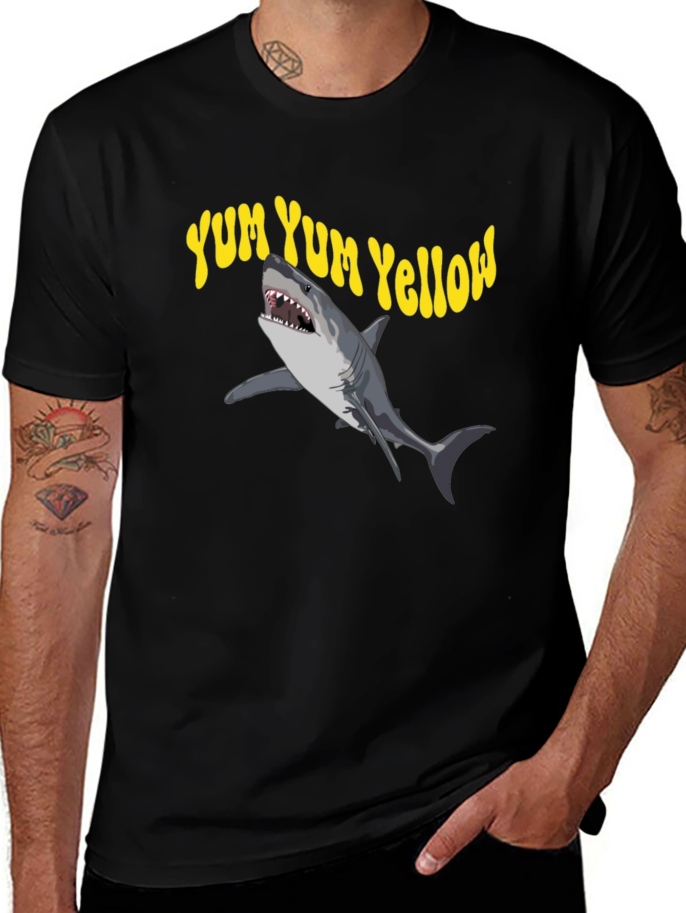 Yum Yum Yellow Shark Graphic Tee