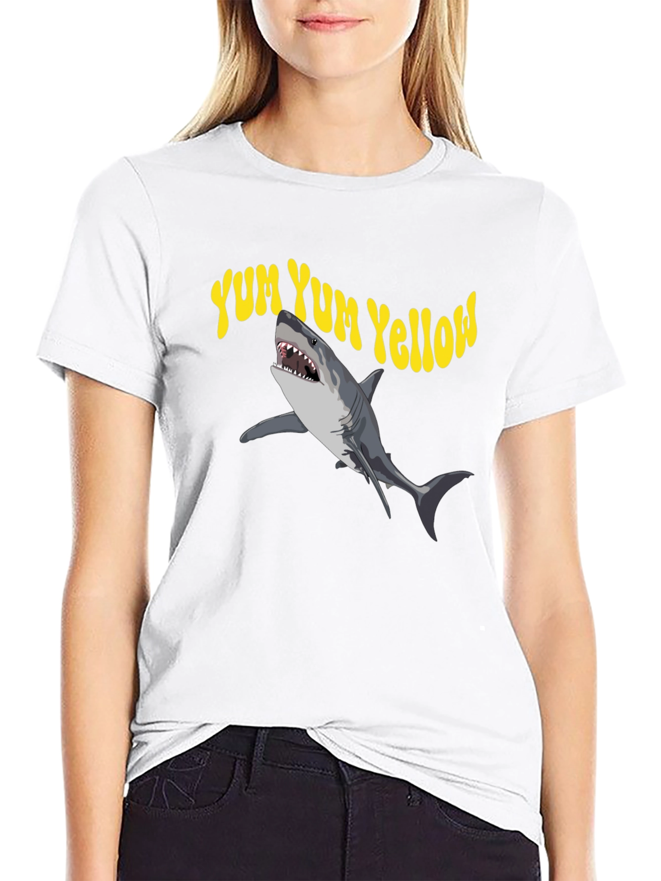 Yum Yum Yellow Shark Graphic Tee