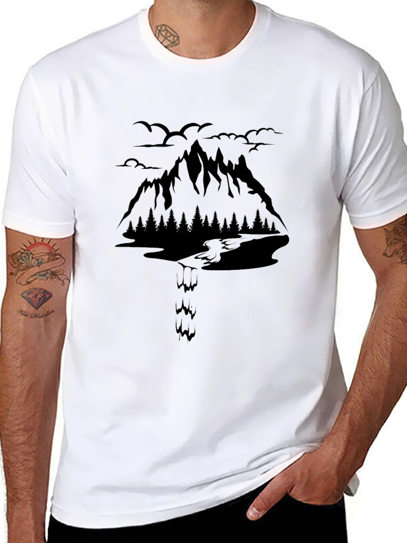 Mountain Graphic Black T-Shirt Nature Adventure