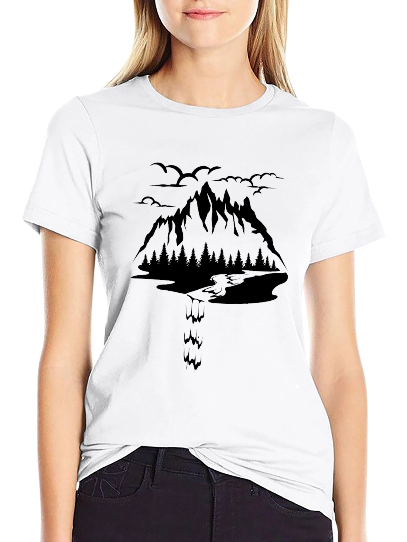 Mountain Graphic Black T-Shirt Nature Adventure