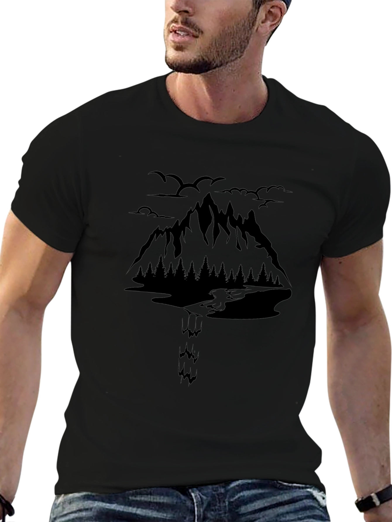 Mountain Graphic Black T-Shirt Nature Adventure