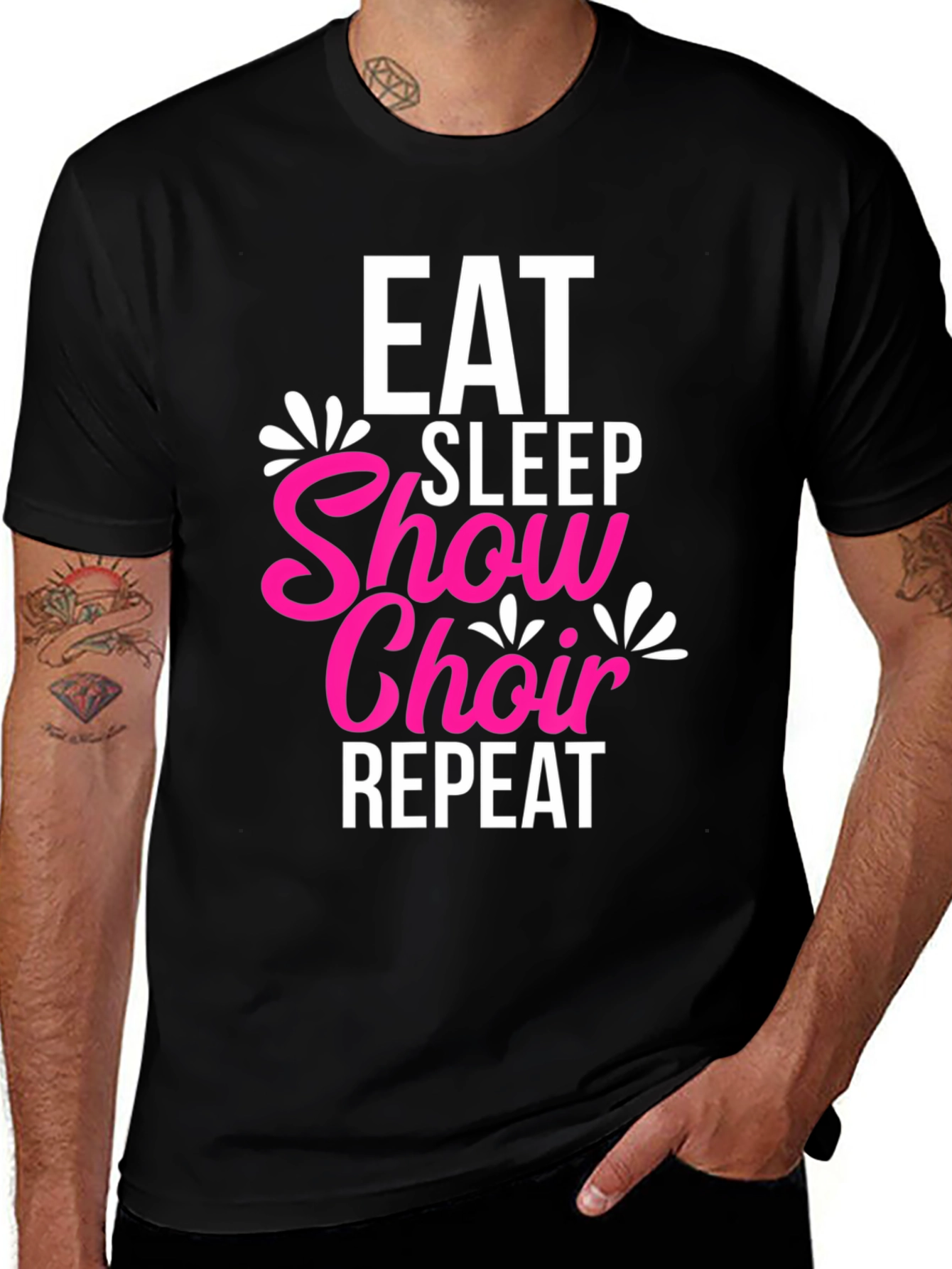 Eat Sleep Show Choir Repeat Black T-Shirt