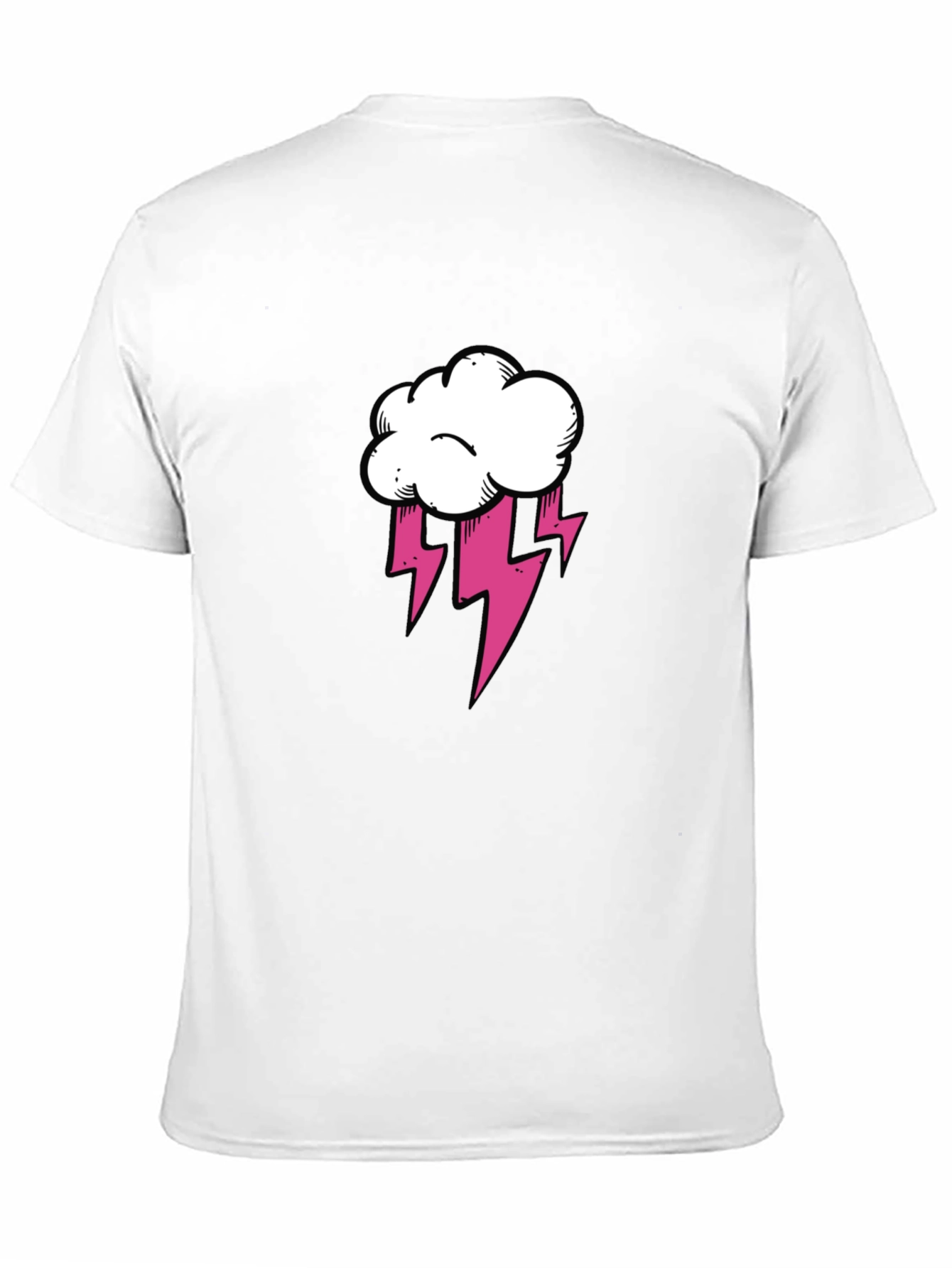Black T-Shirt with Cloud and Lightning Graphic