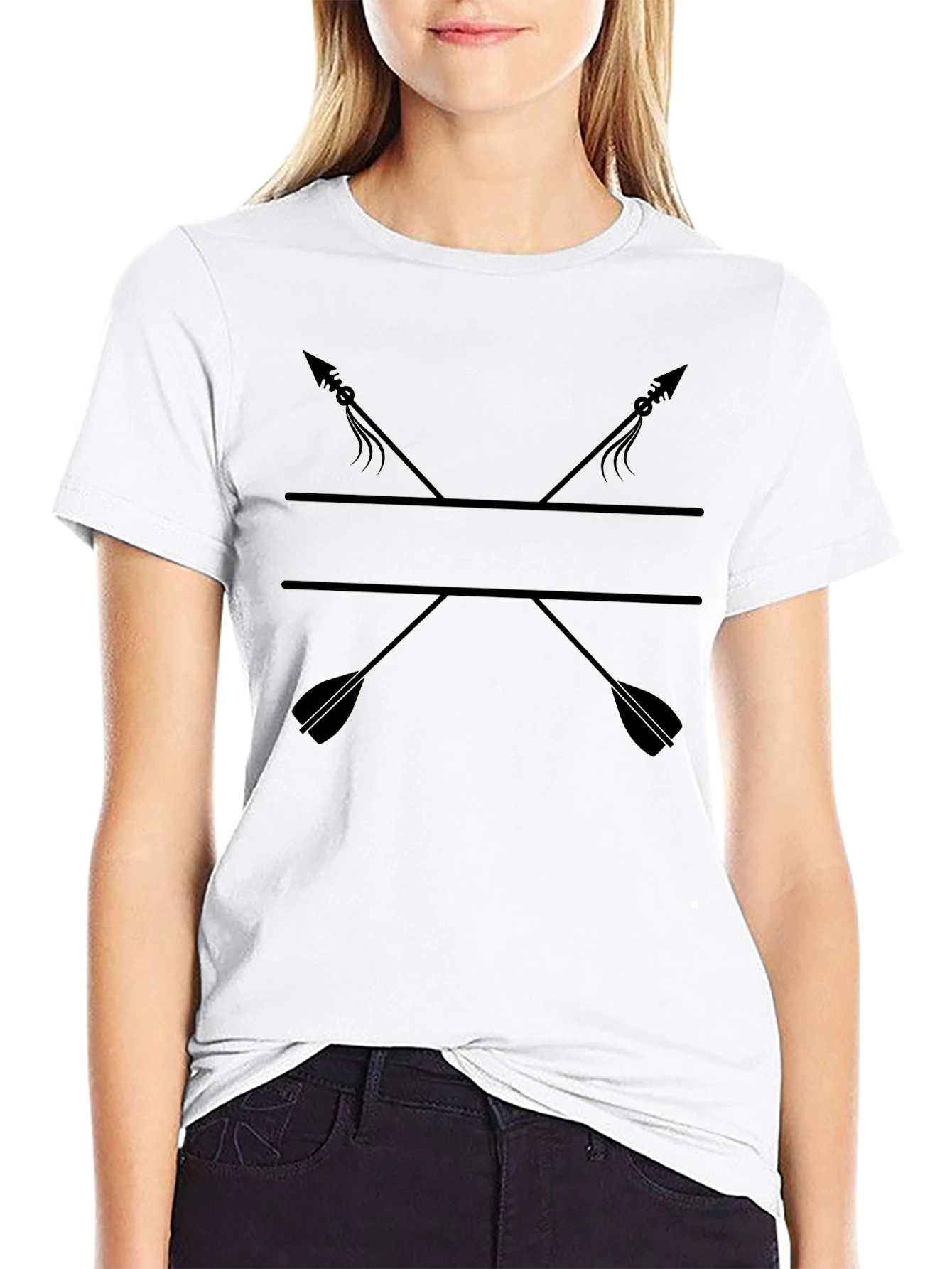 Mens Black T-Shirt with Crossed Arrows Graphic