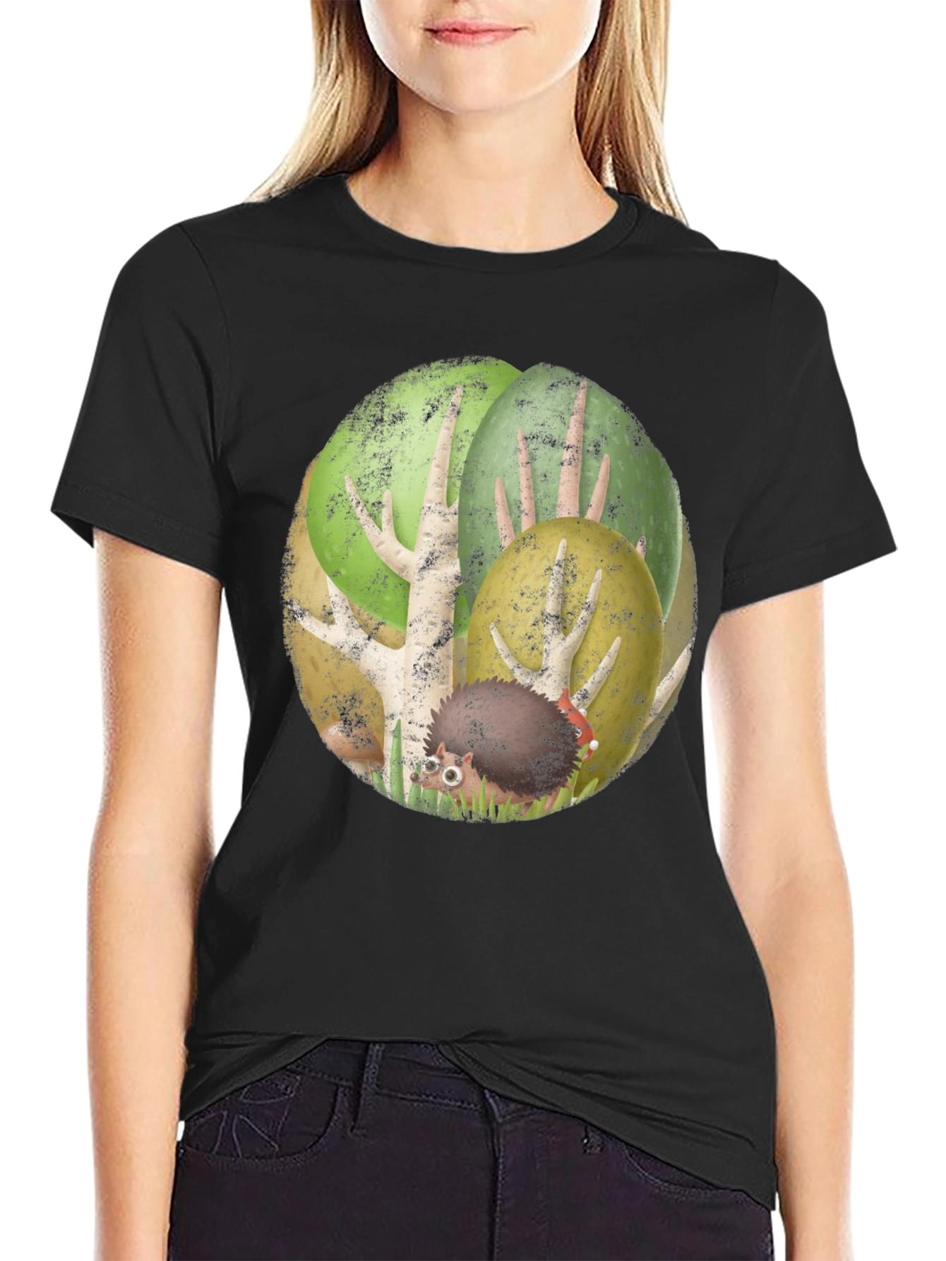 Whimsical Hedgehog Forest Graphic Tee