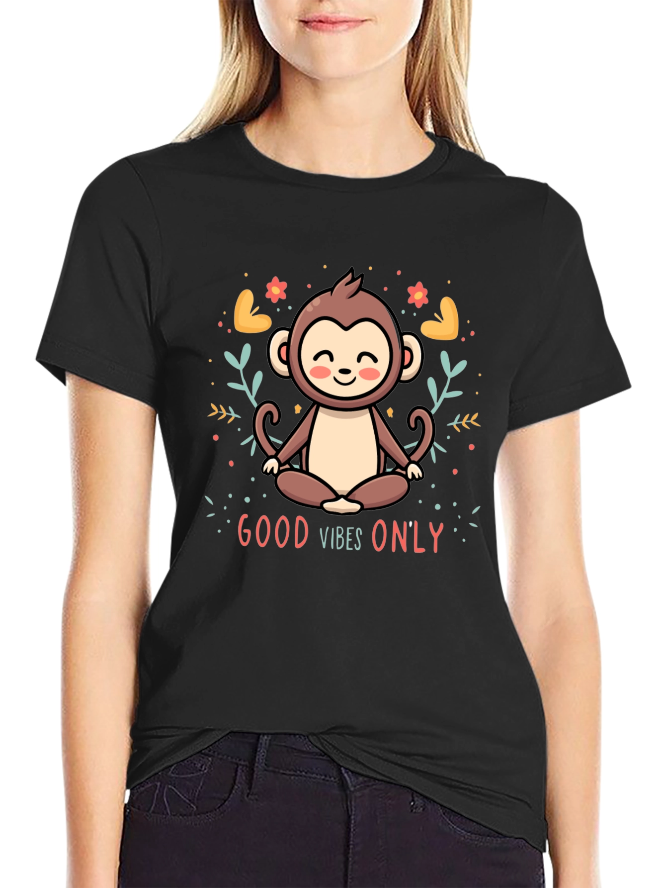 Good Vibes Only Monkey Meditation T-Shirt