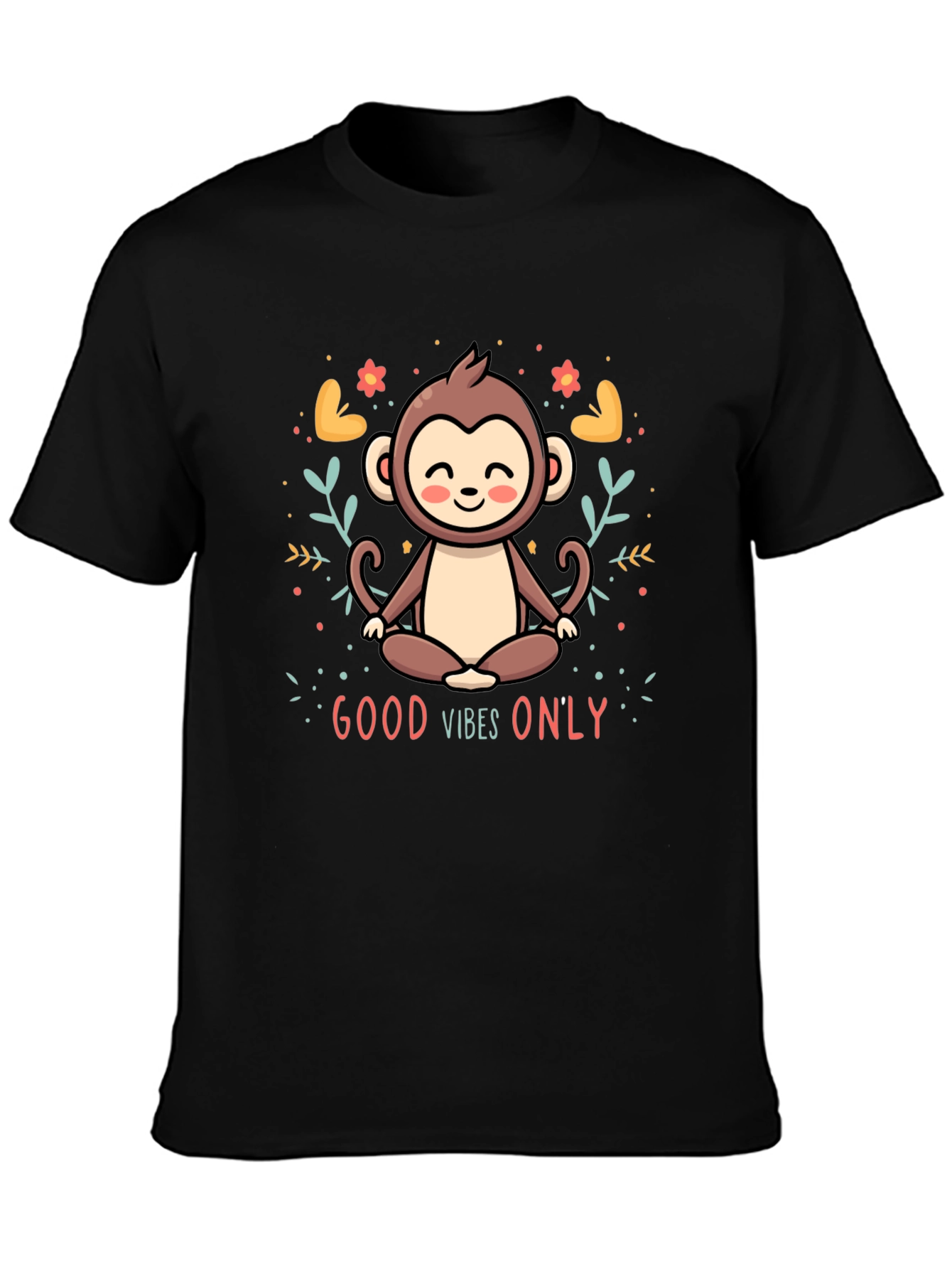 Good Vibes Only Monkey Meditation T-Shirt