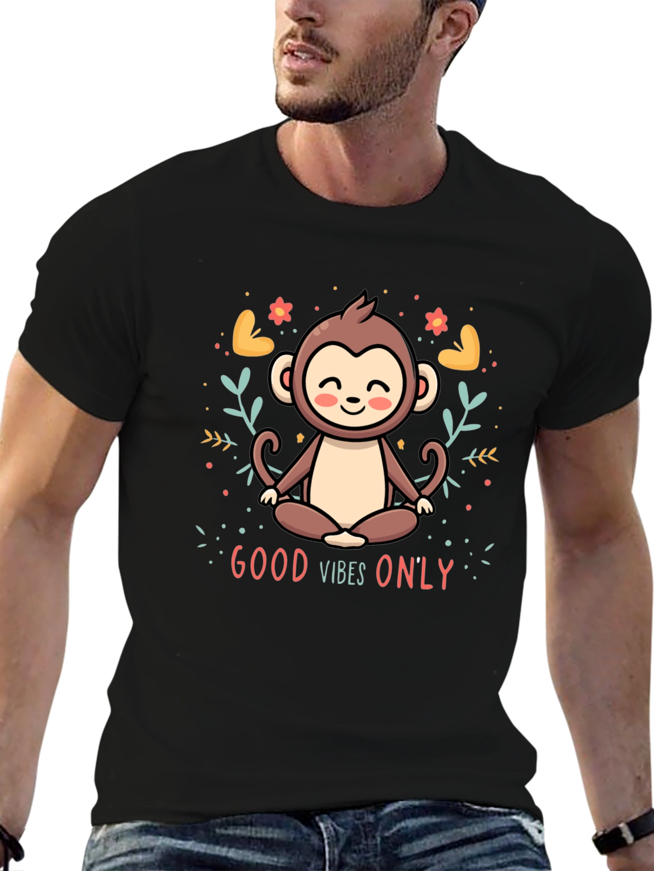 Good Vibes Only Monkey Meditation T-Shirt