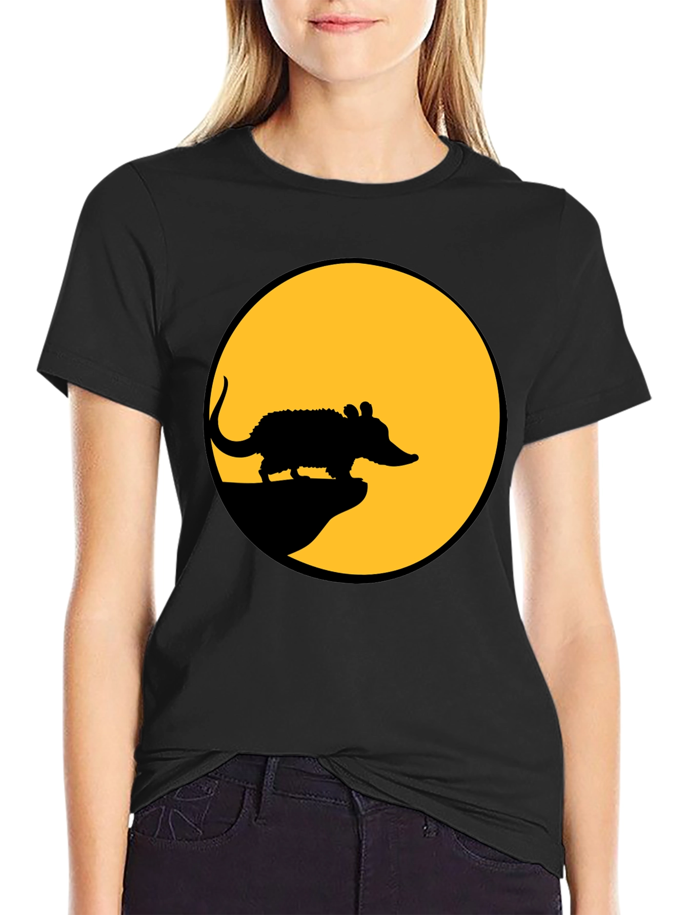 Rat Silhouette T-Shirt - Black Cotton Tee