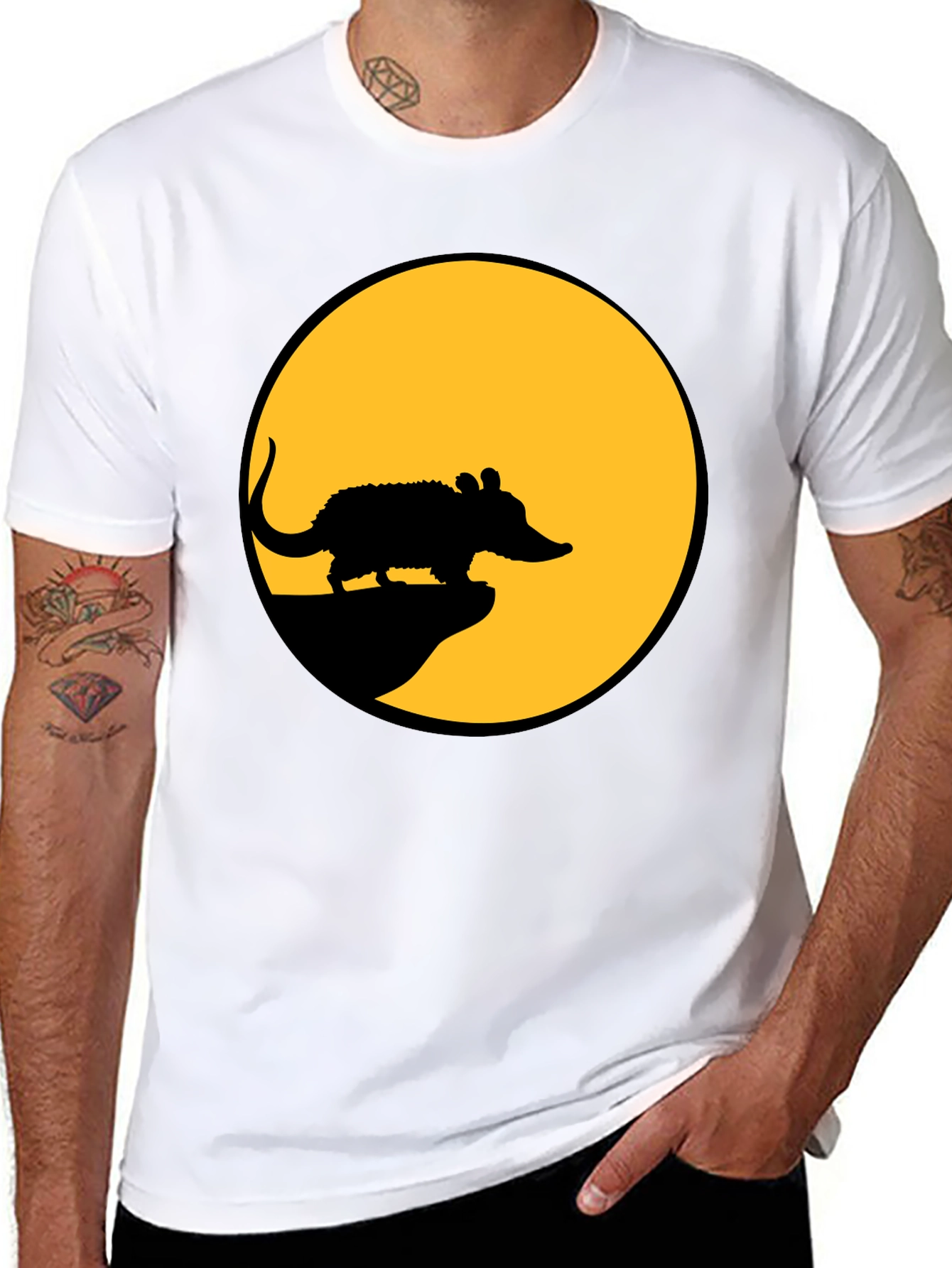 Rat Silhouette T-Shirt - Black Cotton Tee
