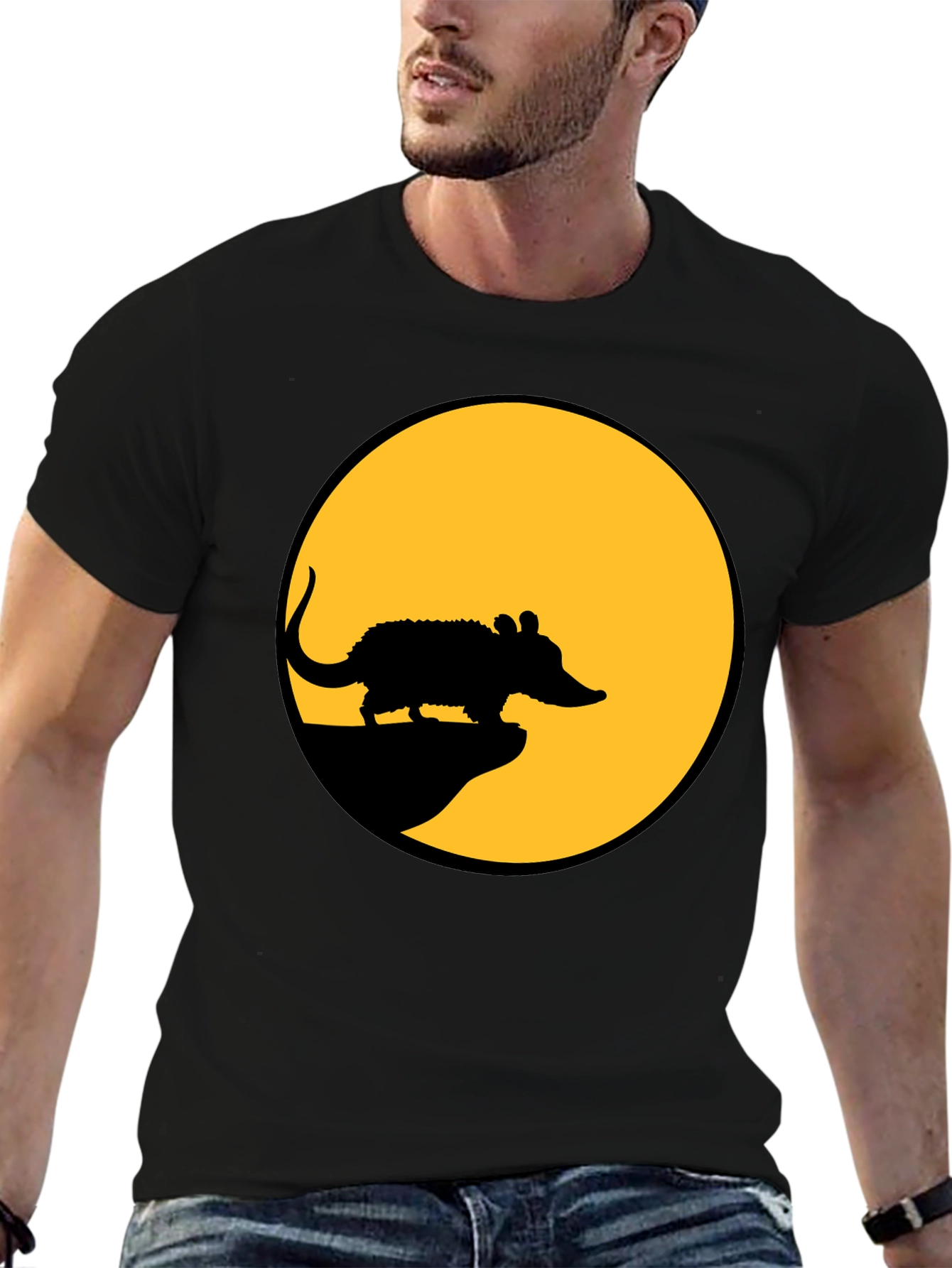 Rat Silhouette T-Shirt - Black Cotton Tee