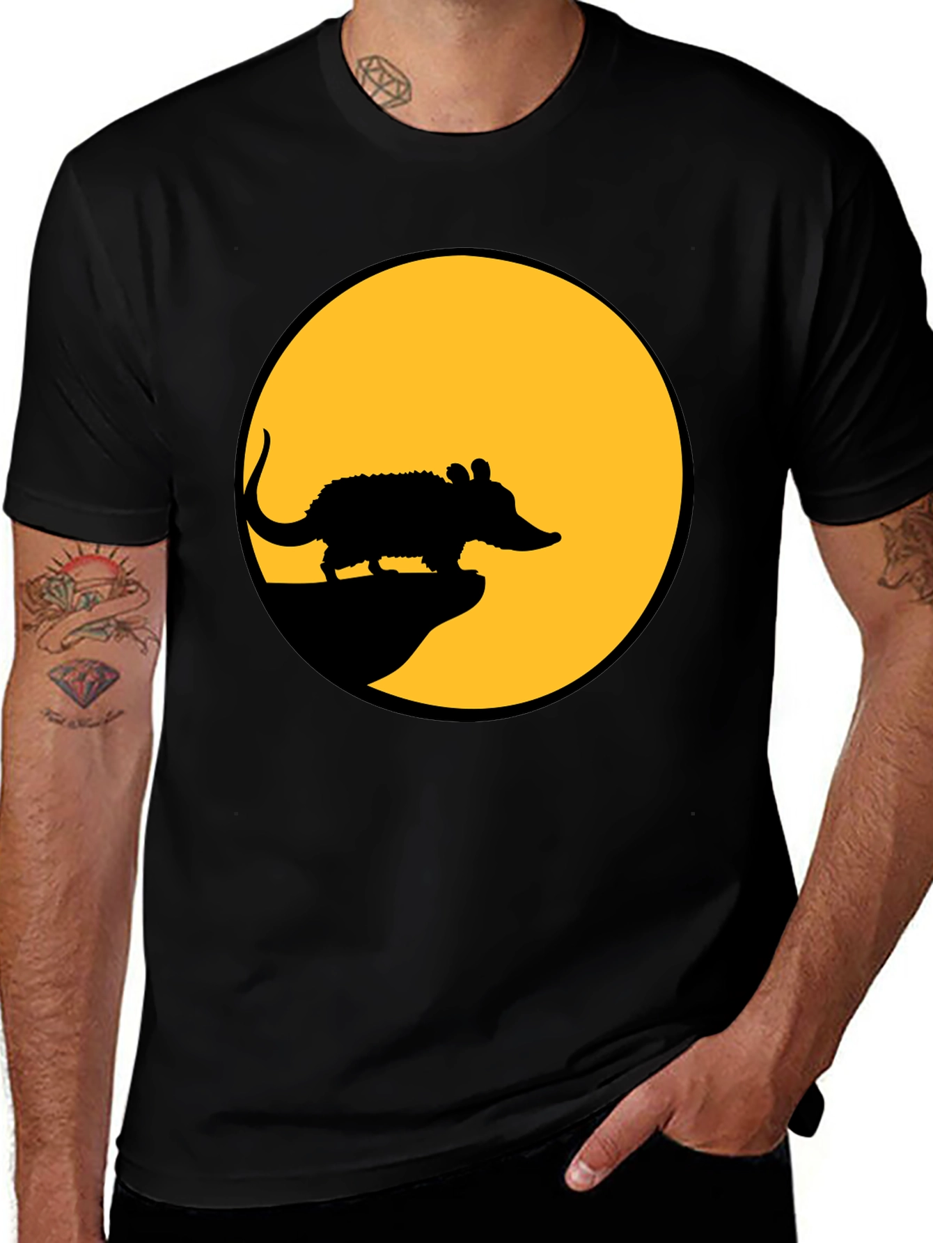 Rat Silhouette T-Shirt - Black Cotton Tee