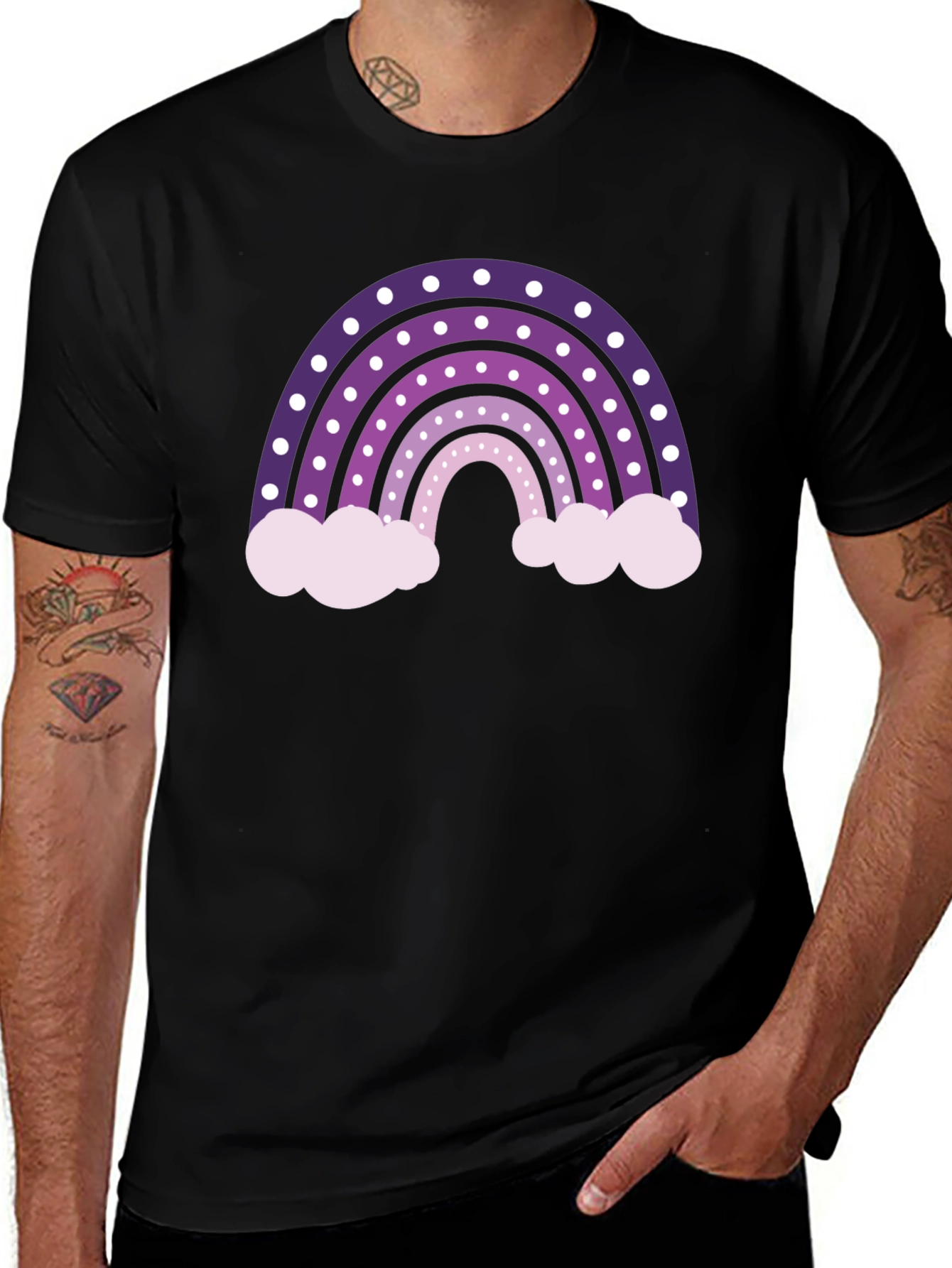 Rainbow Clouds T-Shirt - Black