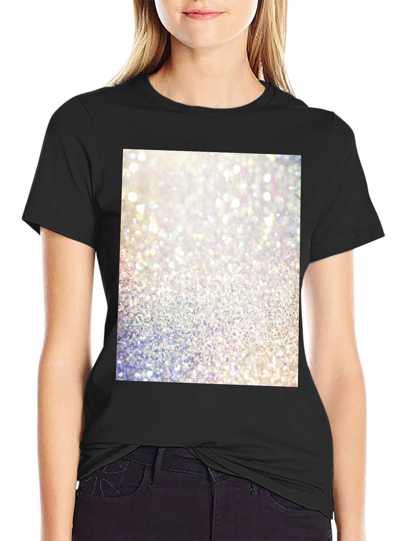 Glitter Graphic Black T-Shirt