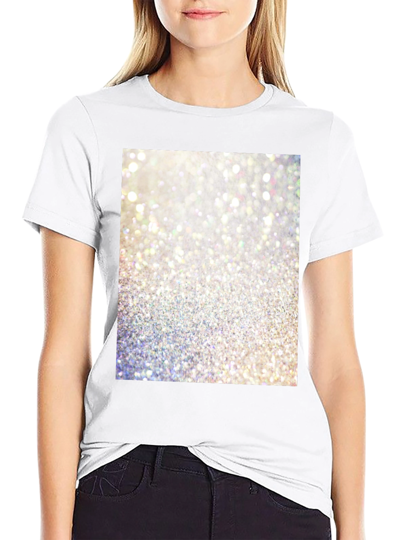Glitter Graphic Black T-Shirt