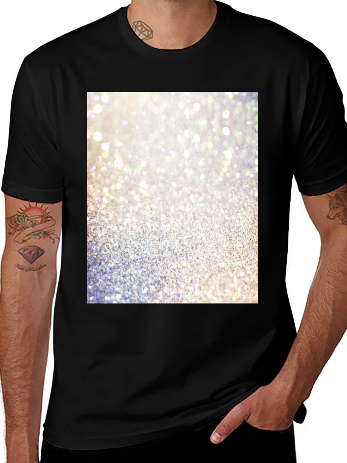 Glitter Graphic Black T-Shirt