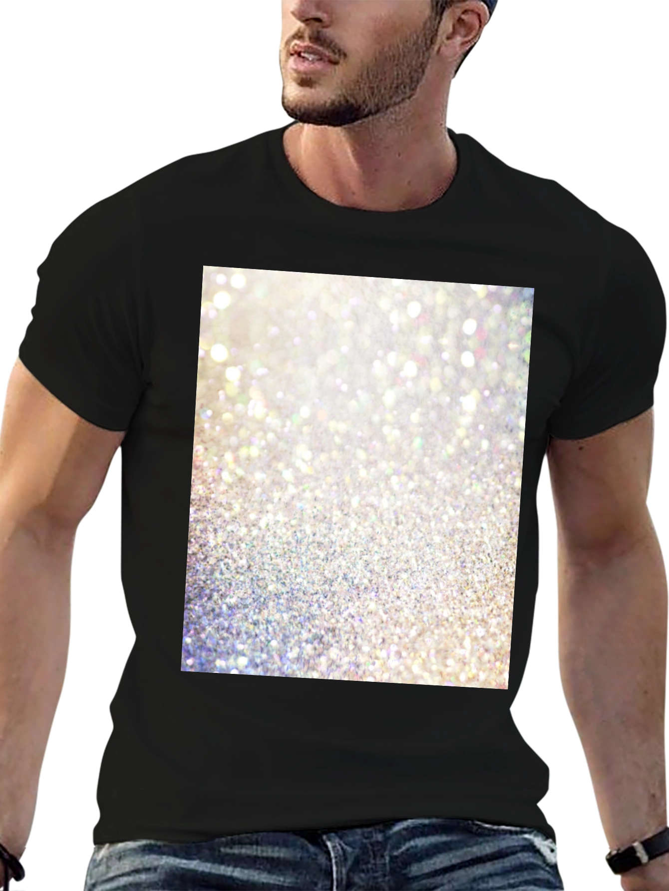 Glitter Graphic Black T-Shirt