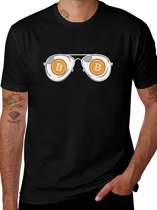 Bitcoin Aviator Sunglasses T-Shirt - Crypto Style