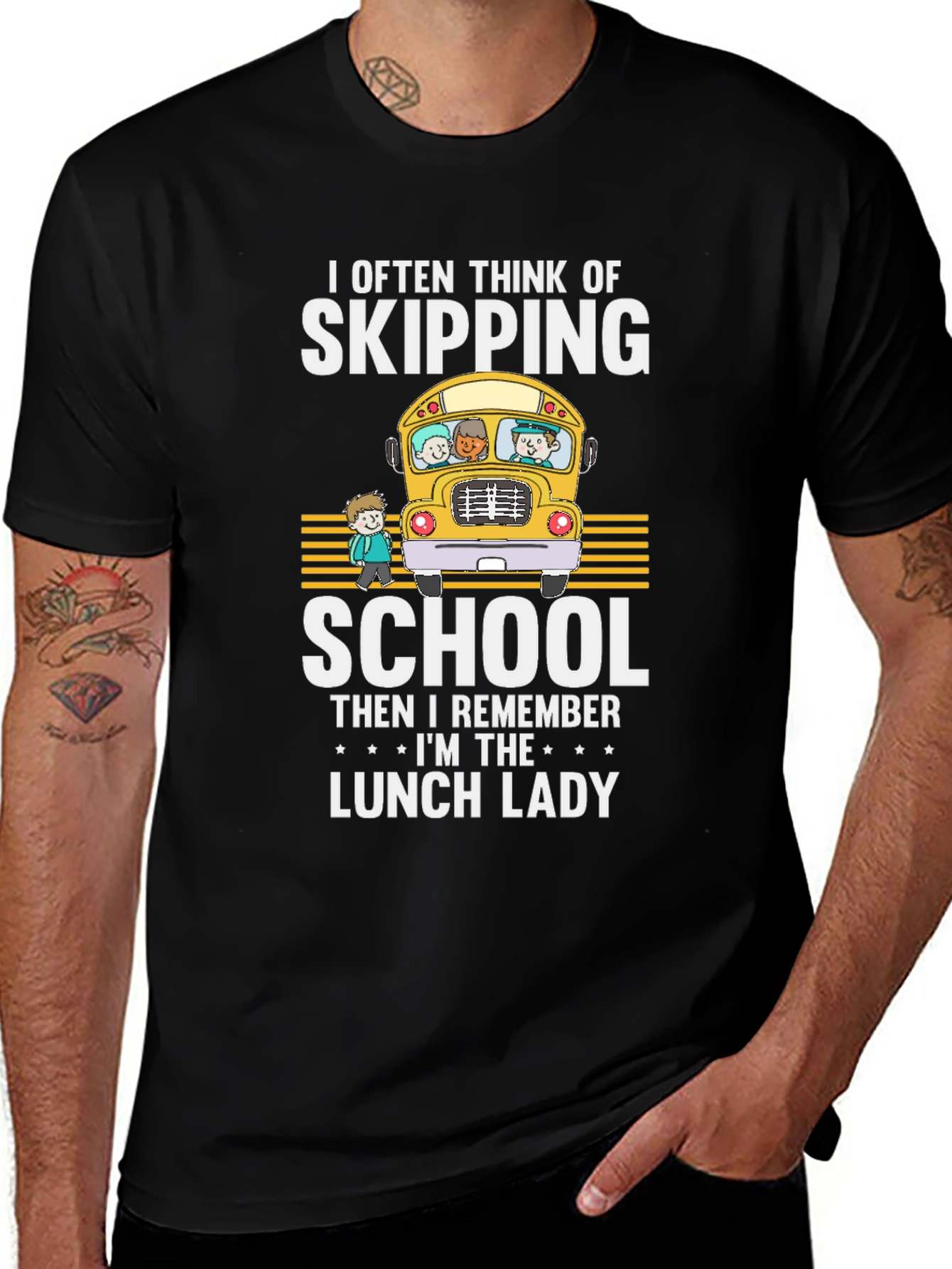 Lunch Lady T-Shirt - School Bus Design