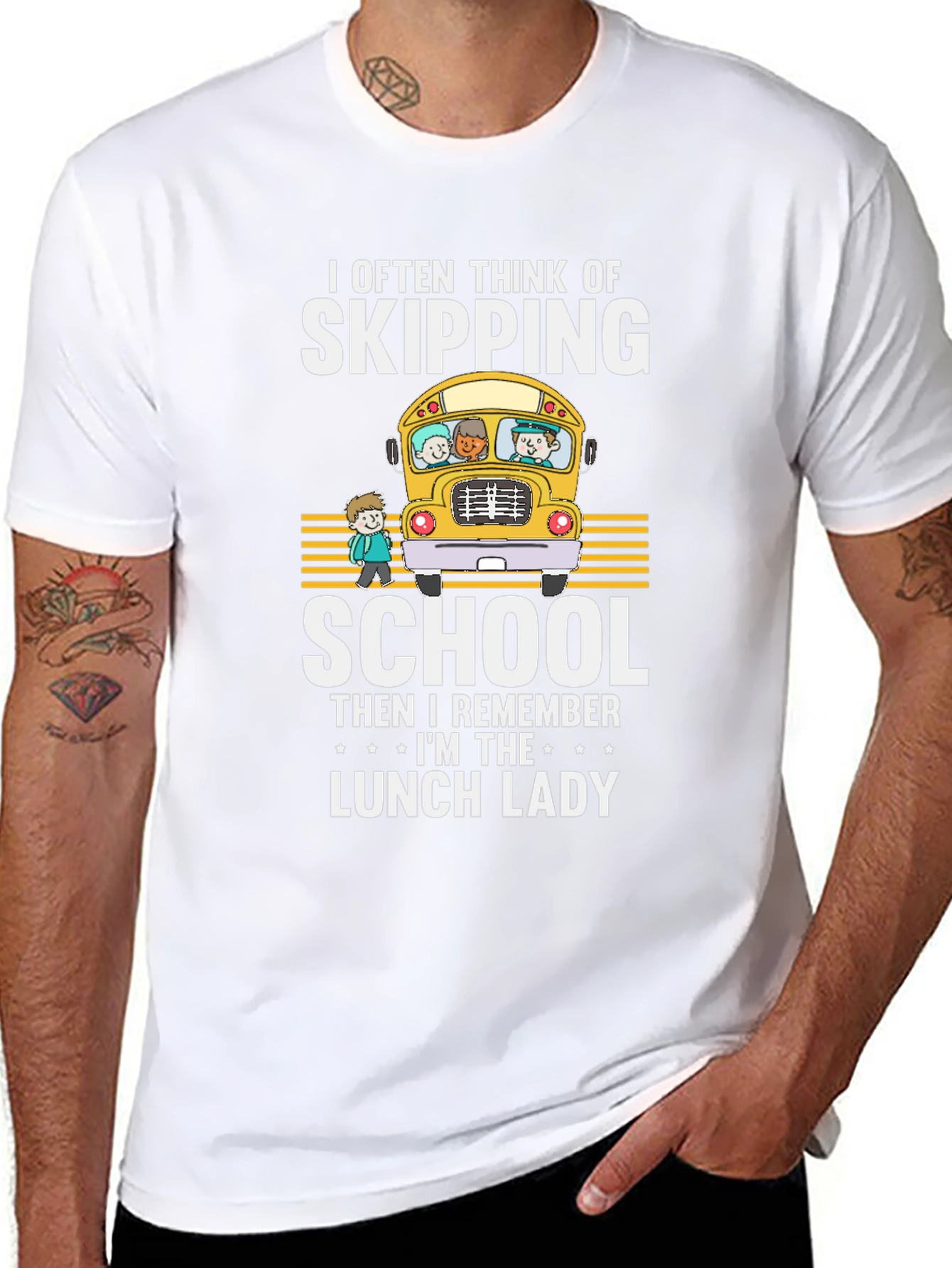 Lunch Lady T-Shirt - School Bus Design