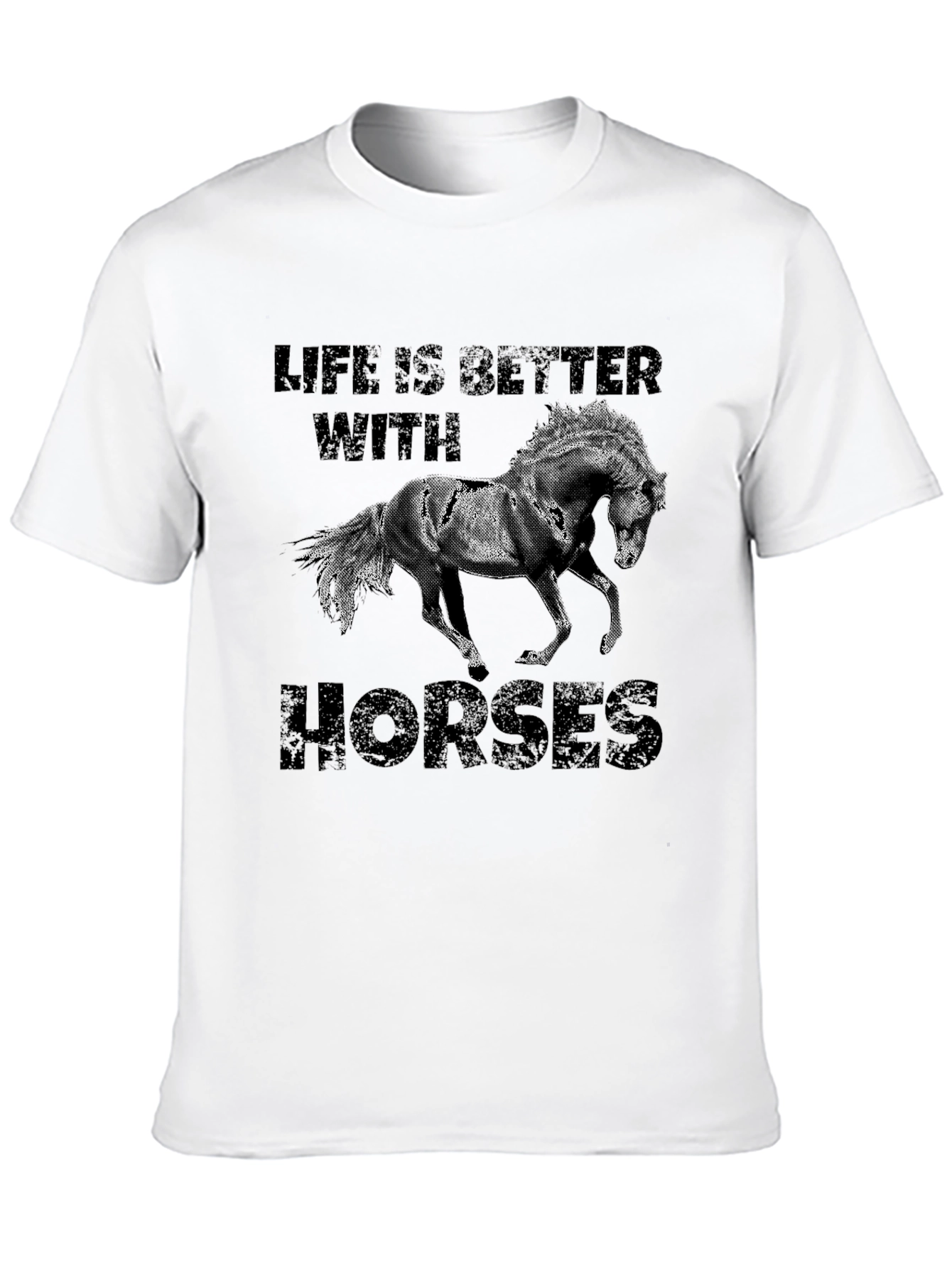 Life Is Better With Horses Black T-Shirt