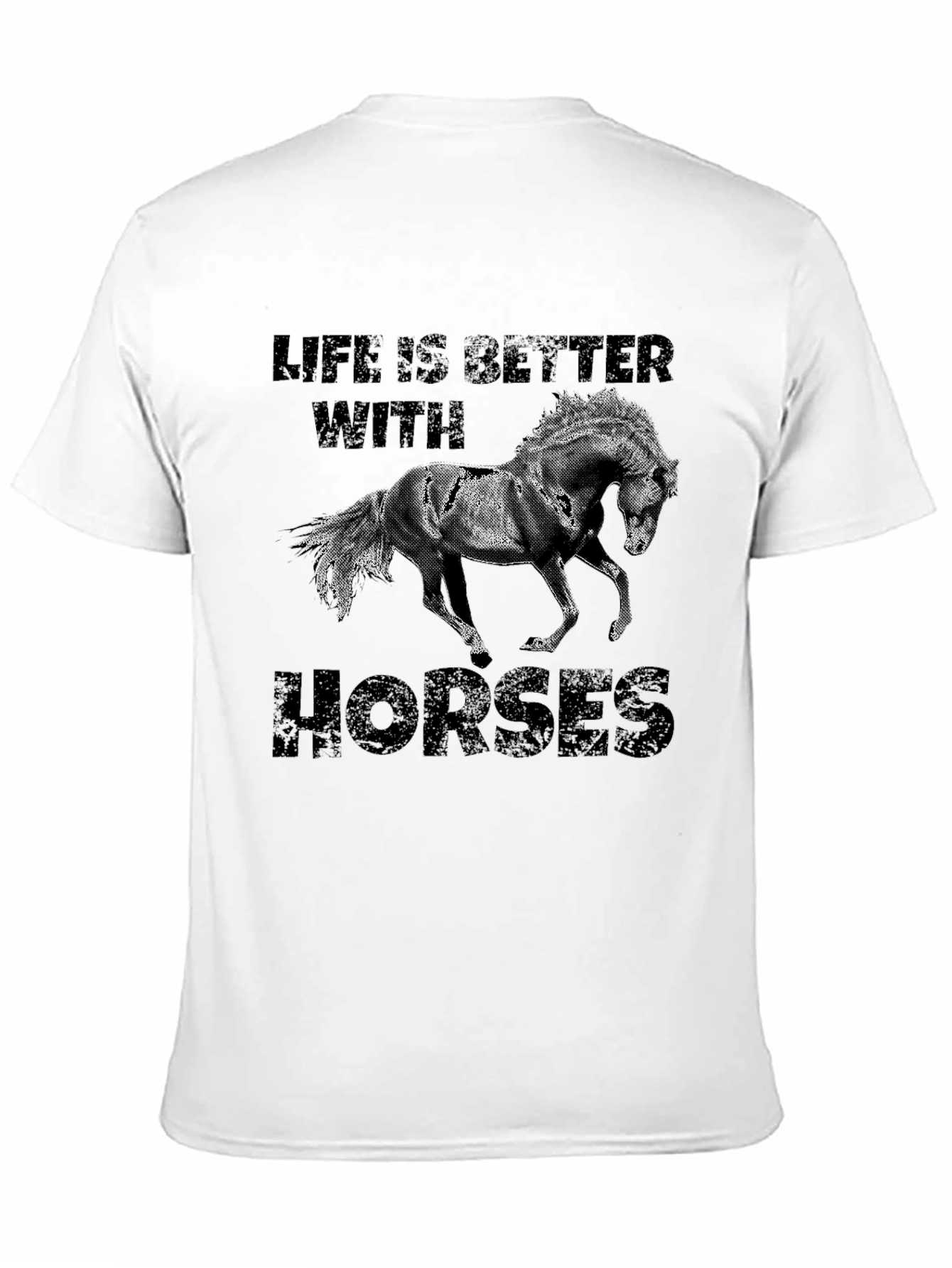 Life Is Better With Horses Black T-Shirt