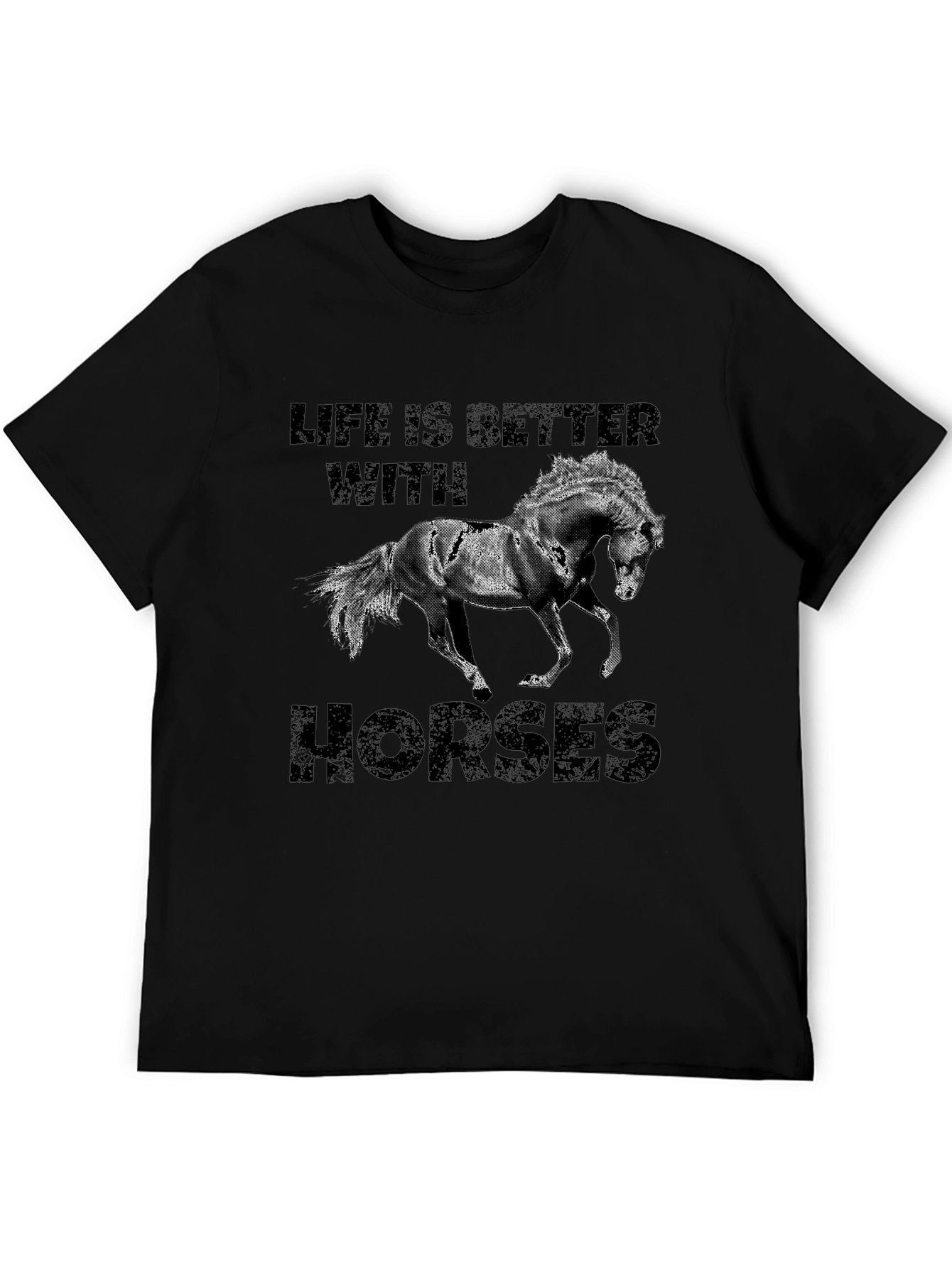 Life Is Better With Horses Black T-Shirt