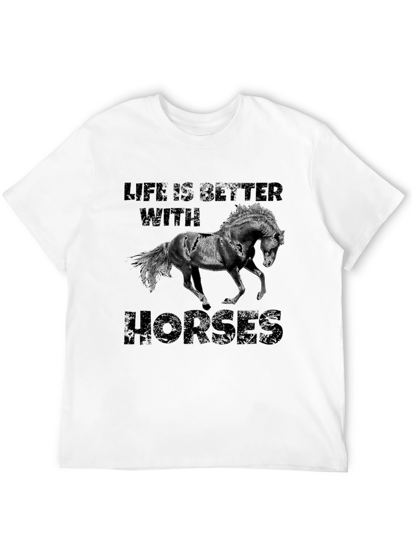 Life Is Better With Horses Black T-Shirt