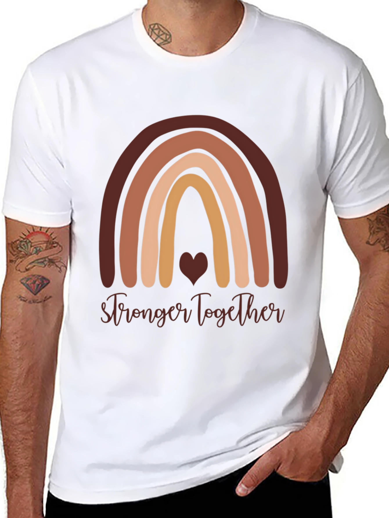 Stronger Together Rainbow Graphic T-Shirt
