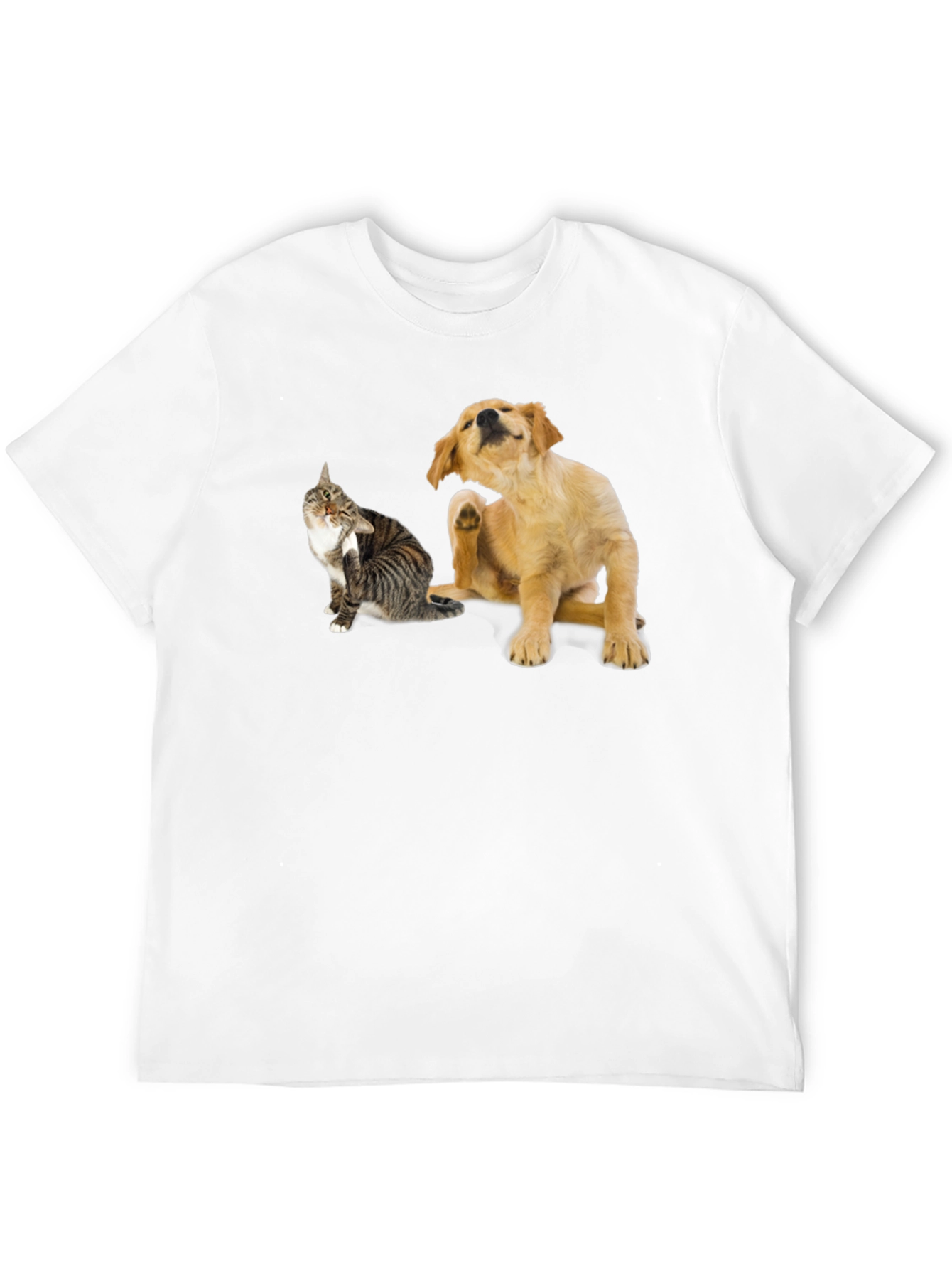 Dog & Cat Scratching Black T-Shirt