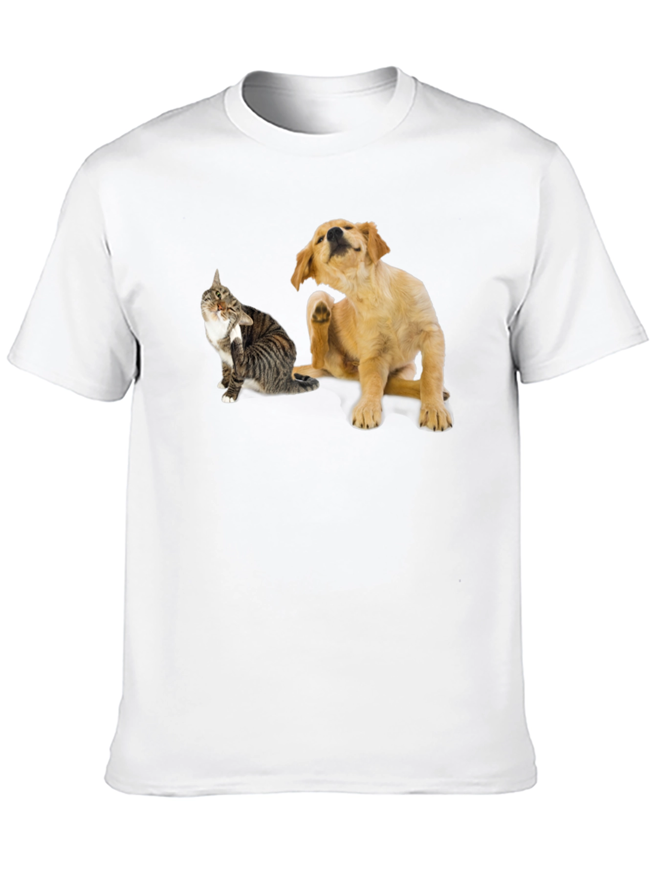 Dog & Cat Scratching Black T-Shirt