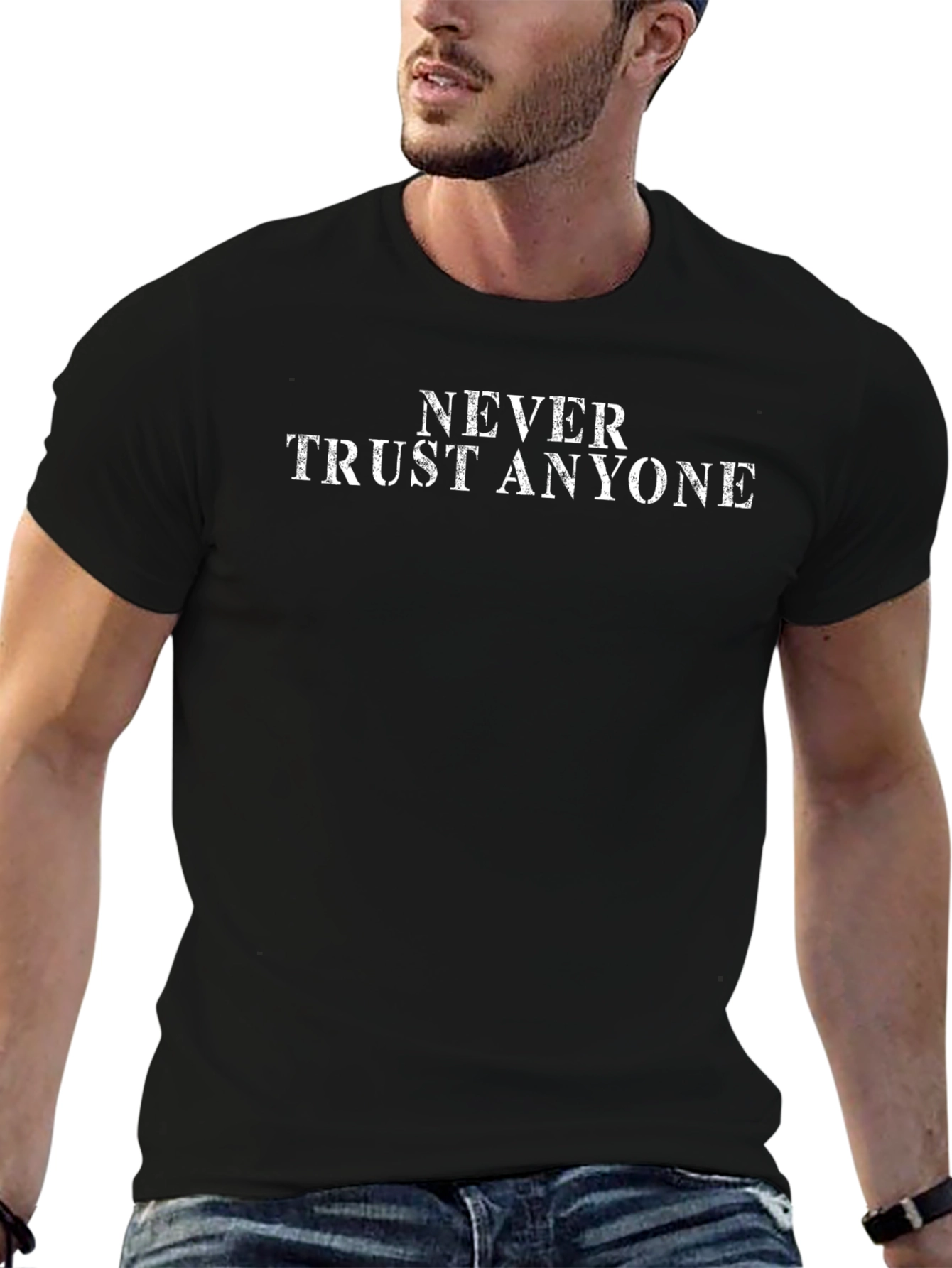 Never Trust Anyone Graphic Tee - Mens Black T-Shirt