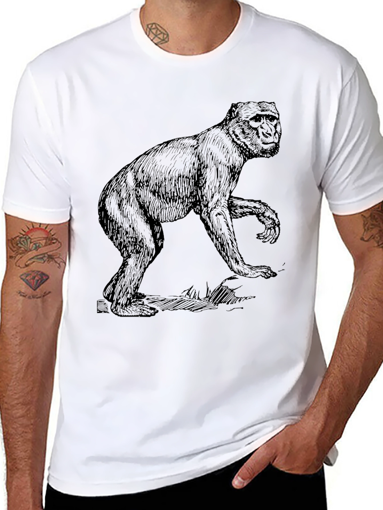 Monkey Graphic T-Shirt - Black