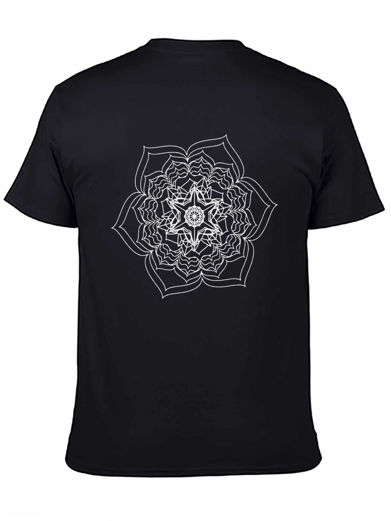 Black Mandala Graphic Tee - Unique Star Design
