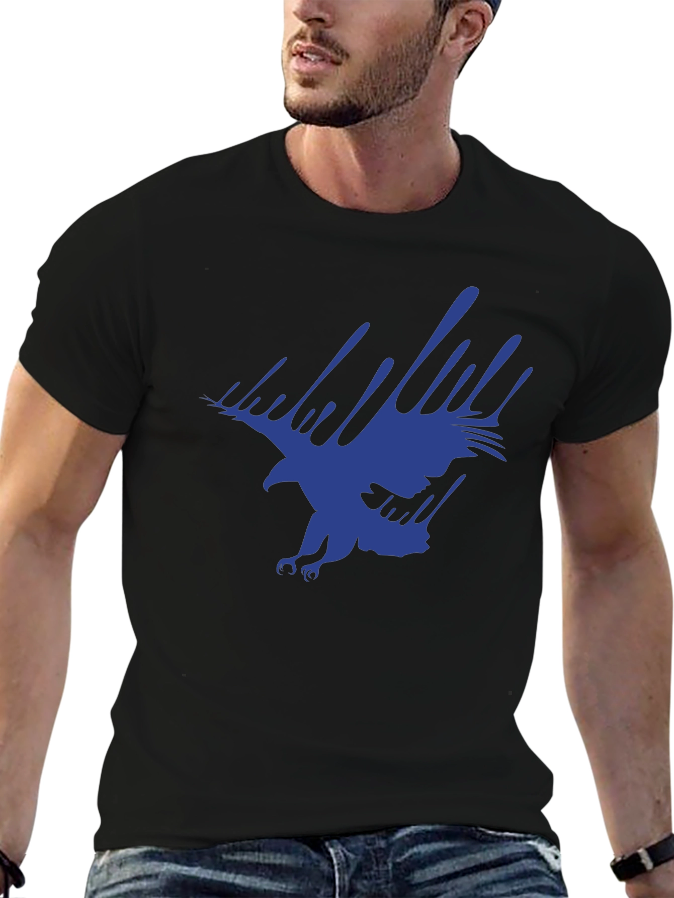 Bold Eagle Graphic Print Tee - Black