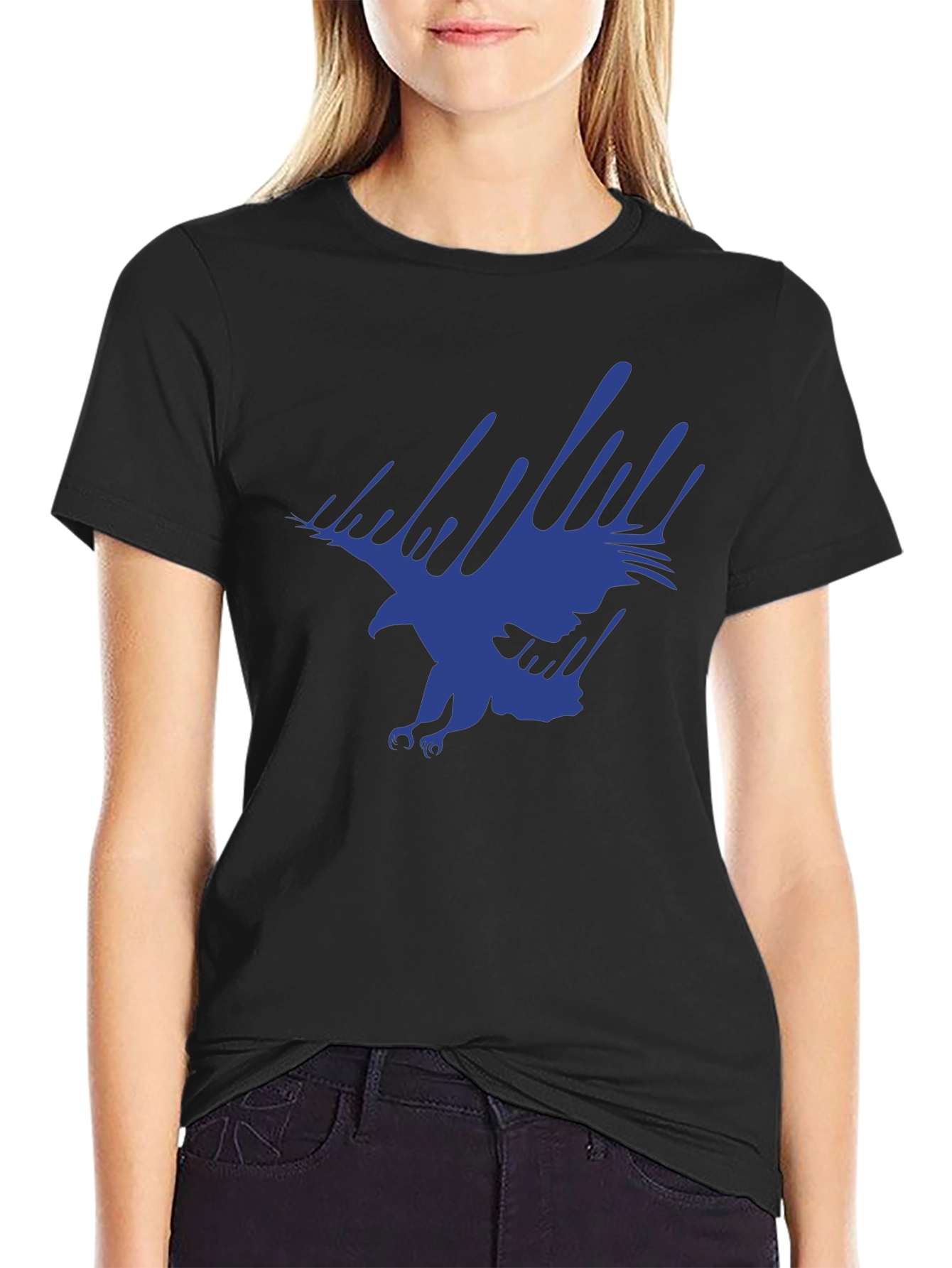 Bold Eagle Graphic Print Tee - Black