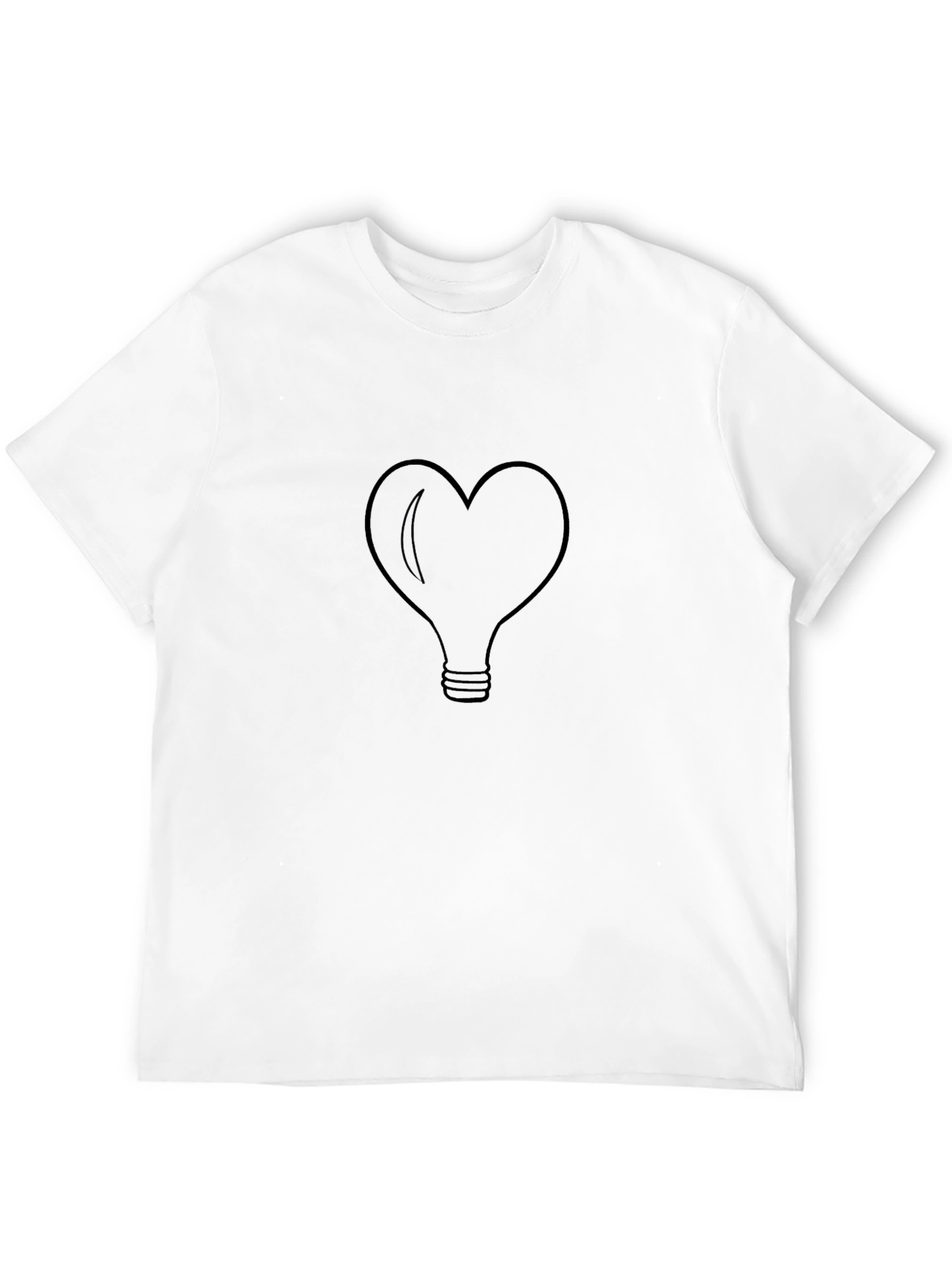 Heart Bulb Graphic Tee - Black Cotton Casual Wear