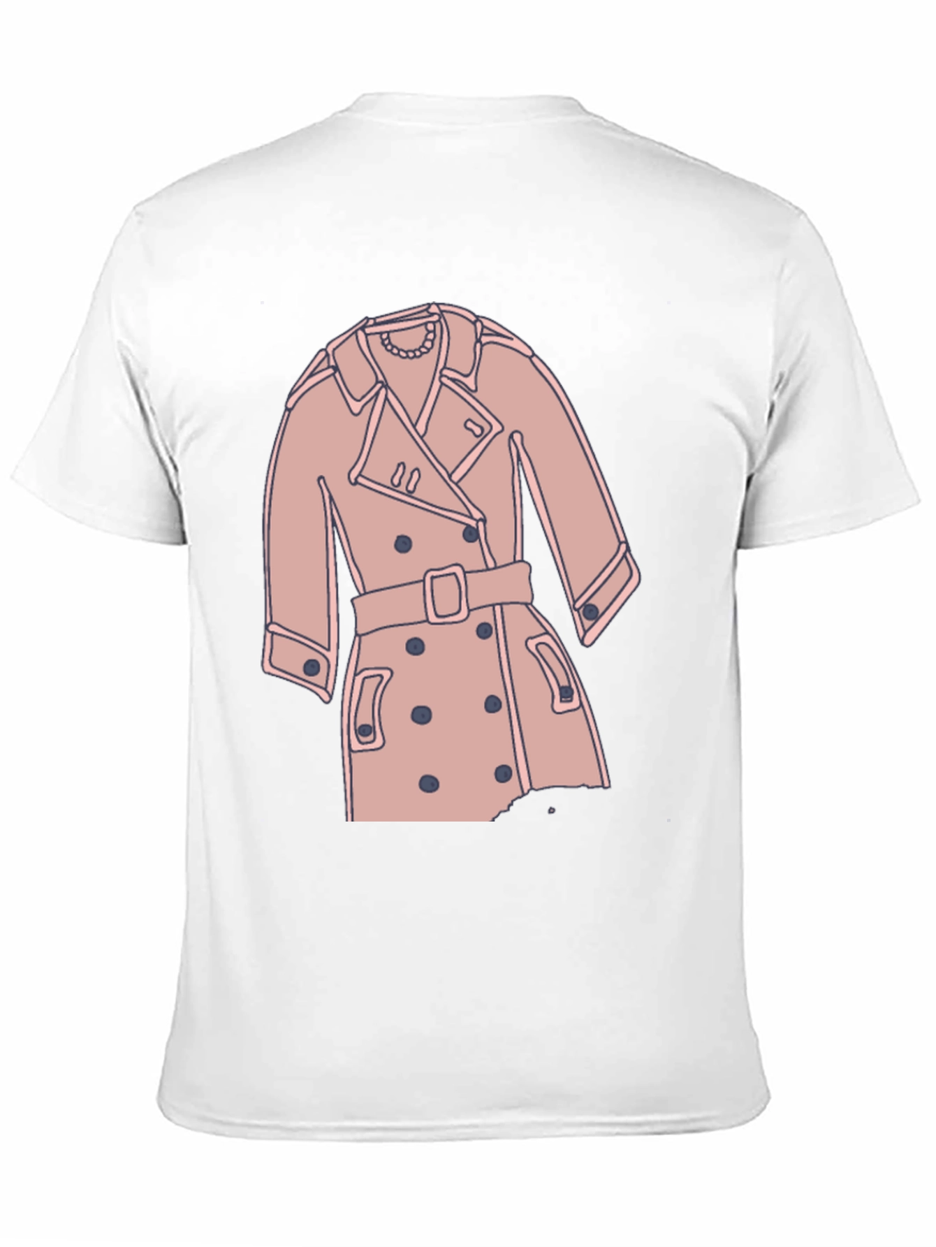 Stylish Trench Coat Graphic Tee - Casual Black T-Shirt