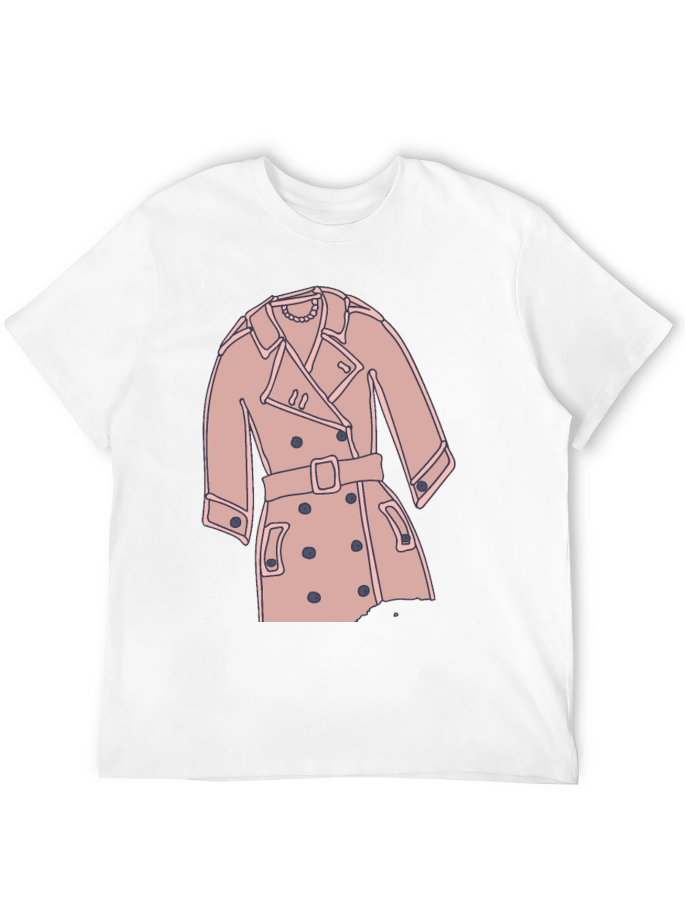 Stylish Trench Coat Graphic Tee - Casual Black T-Shirt