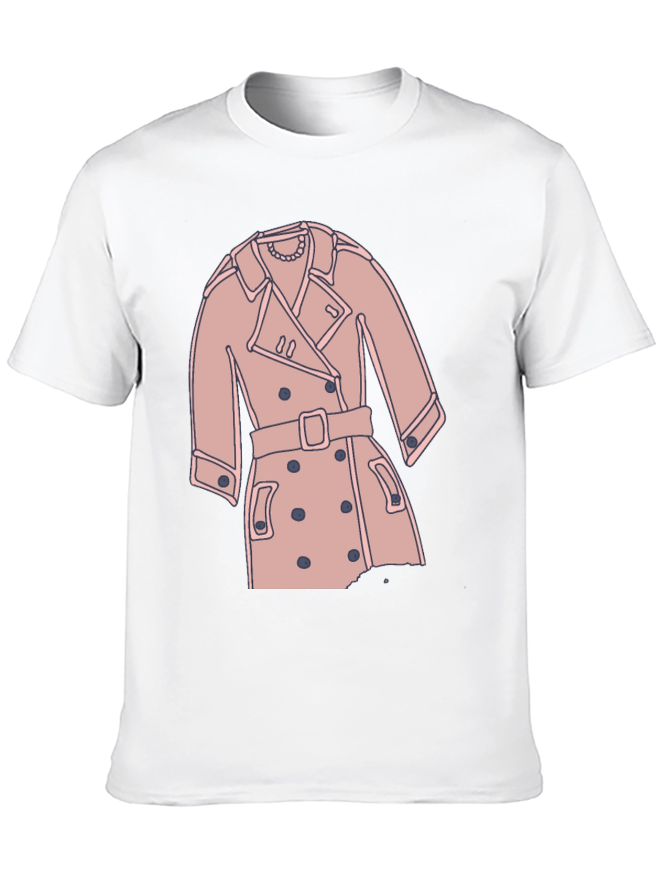 Stylish Trench Coat Graphic Tee - Casual Black T-Shirt