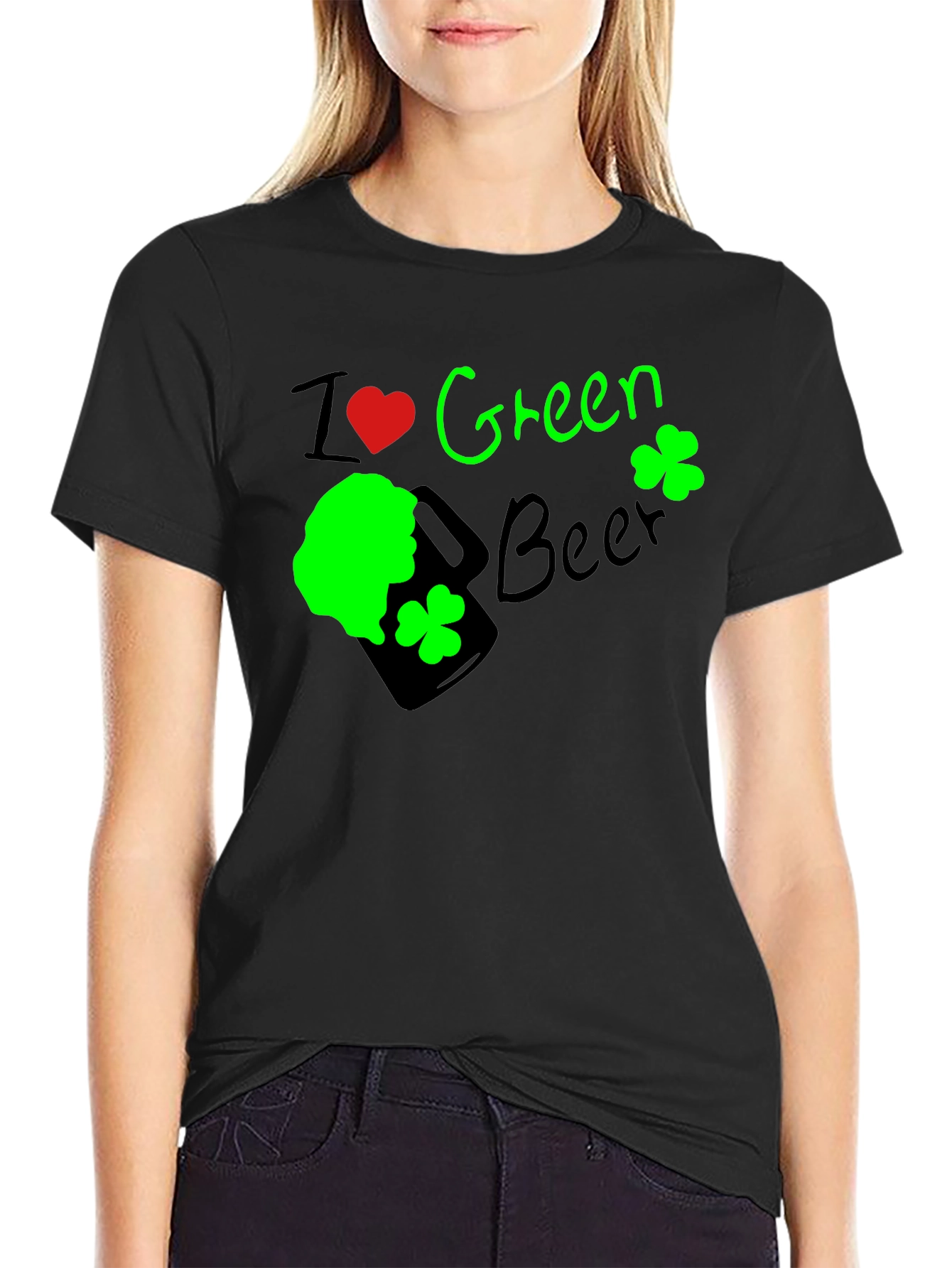 I Heart Green Beer St. Patricks Day Black T-Shirt