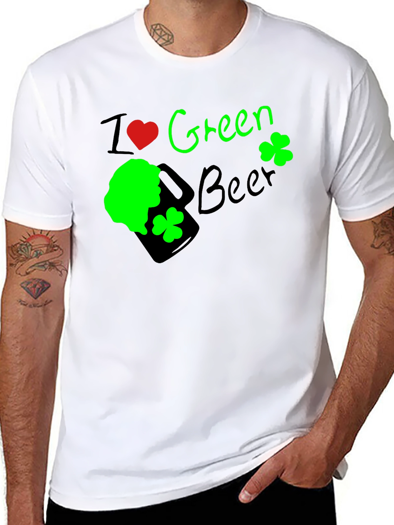 I Heart Green Beer St. Patricks Day Black T-Shirt